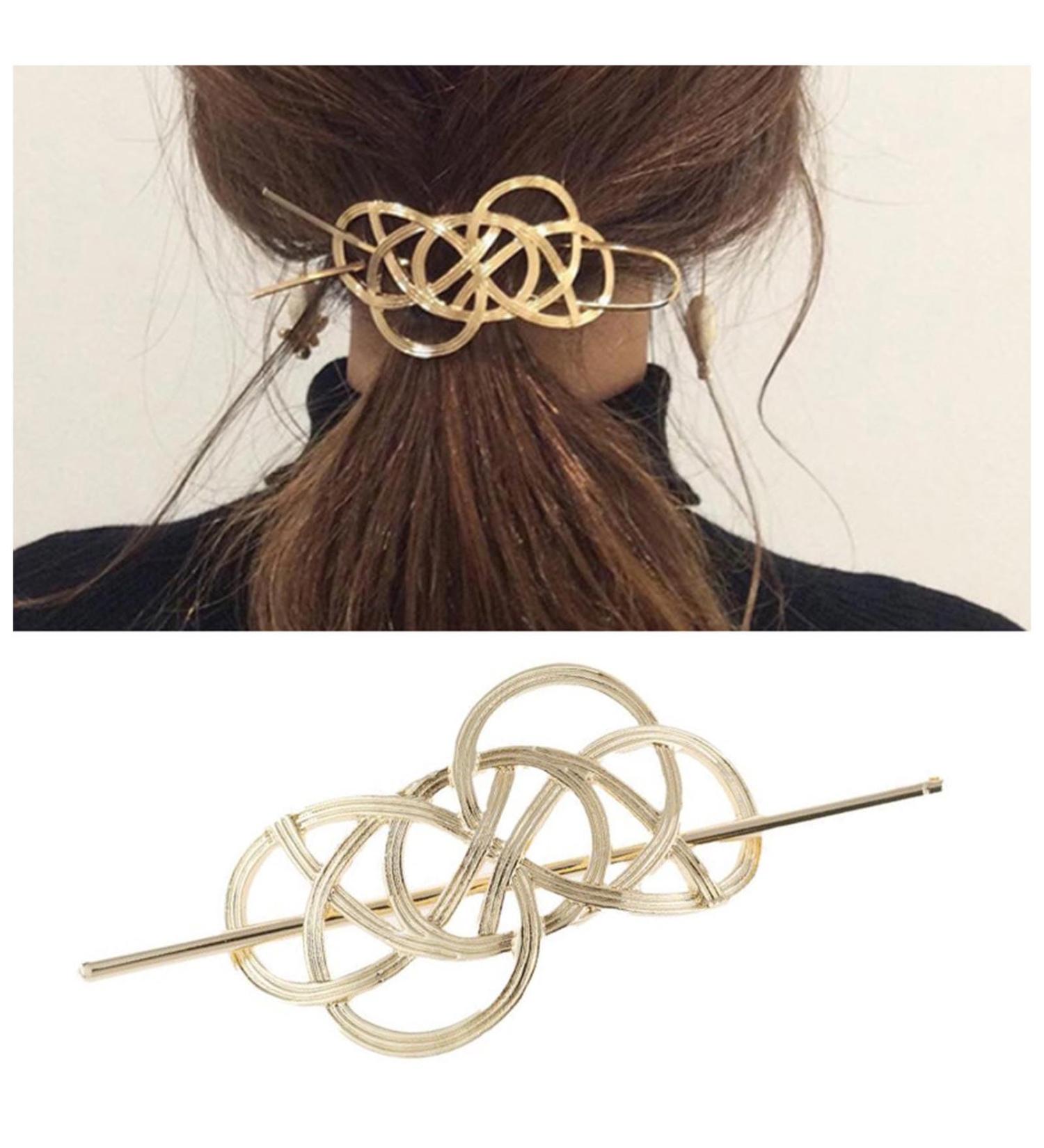 Dervivea Minimalist Gold Hair Stick Pin Viking Celtic Hair Bun Stick Celtic Knot Hairpin Metal Hair Bun Slide Long Hair Stick Decorative Hair Accessories for Women and Girls Headdress - Buy Online on GoSupps.com