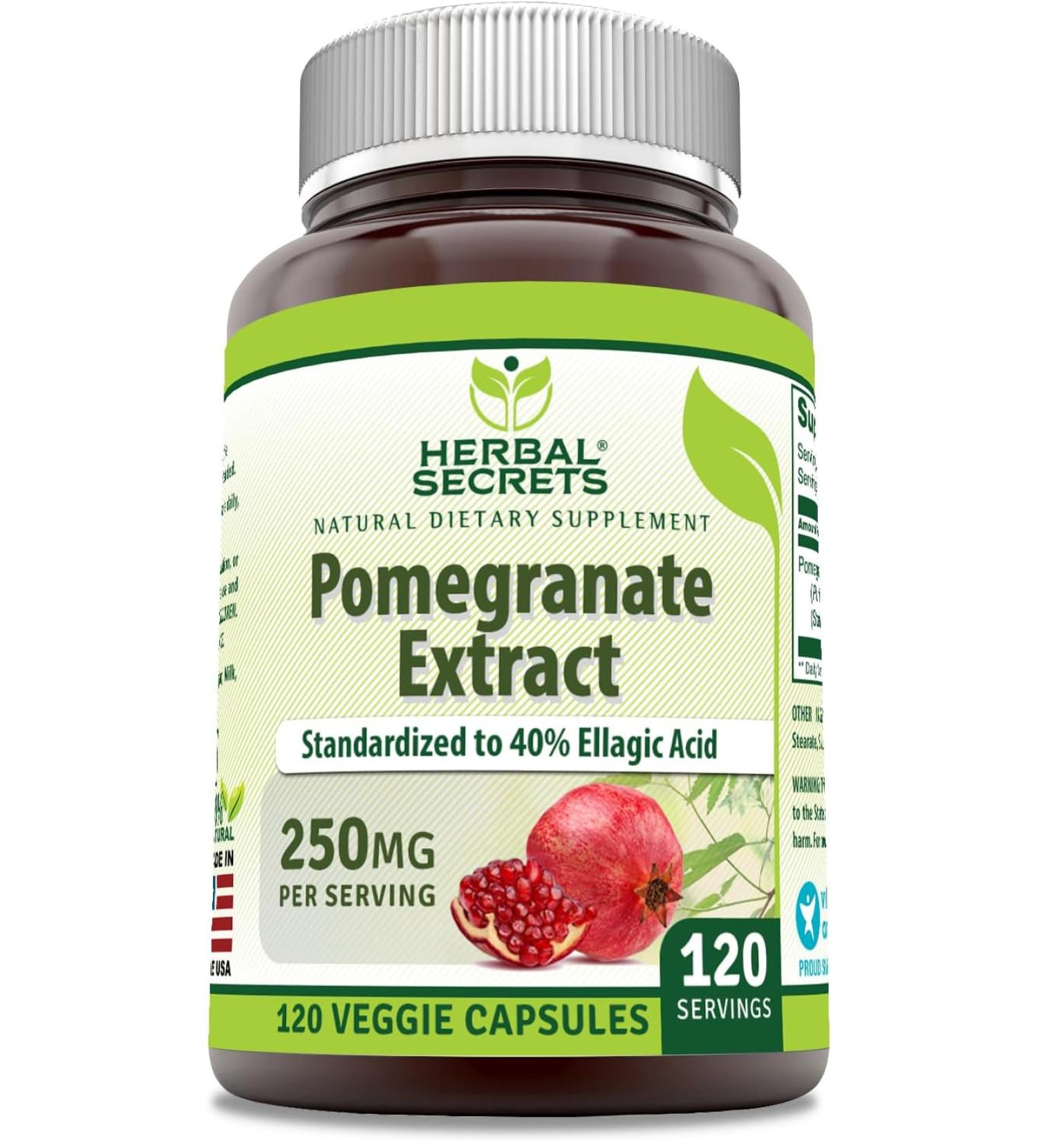 Herbal Secrets  Pomegranate Extract 250 Mg - 120 Veggie Capsules - Buy Online on GoSupps.com