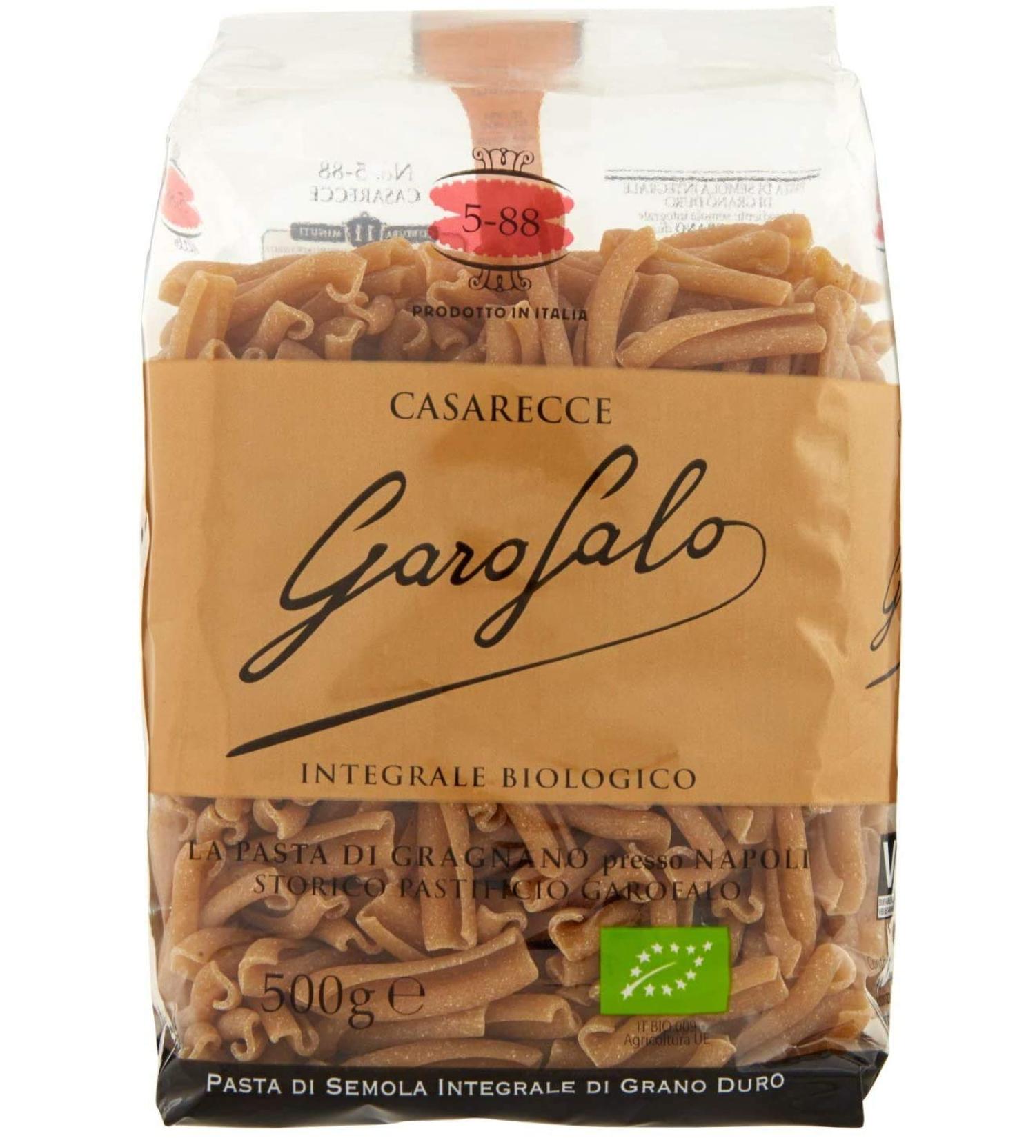 Garofalo Garofalo Whole Wheat Semolina Noodles Organic Product Casarecce No. 5-88. Whole wheat semolina noodles durum wheat flour Neapolitan style. 500g pack.