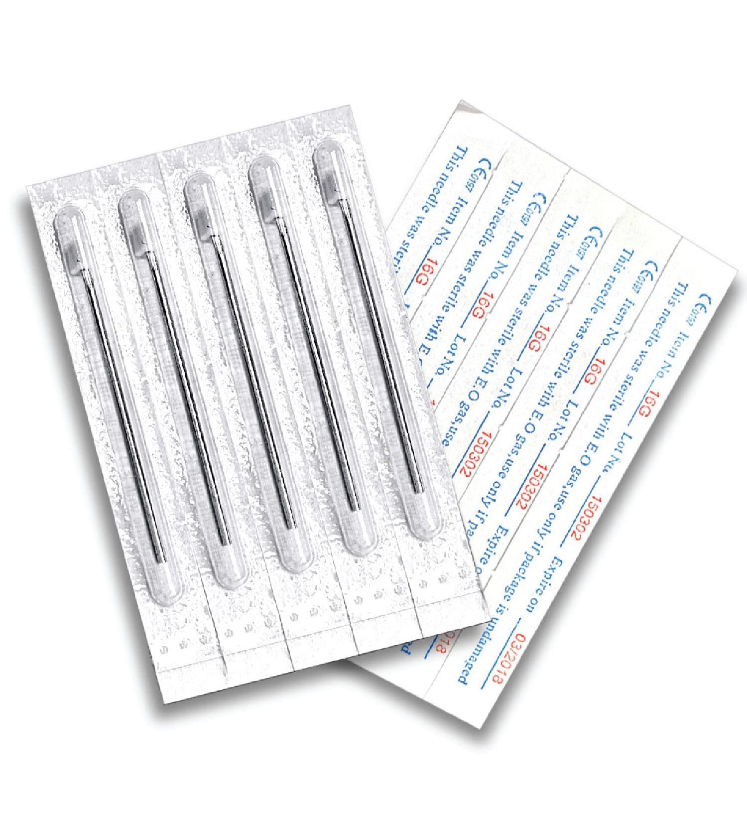 BodyJ4You 10PC Surgical Steel Piercing Needles Set 16G for Ear Nose Belly Tongue Nipple Eyebrow Labret - 16 Gauge - Buy Online on GoSupps.com