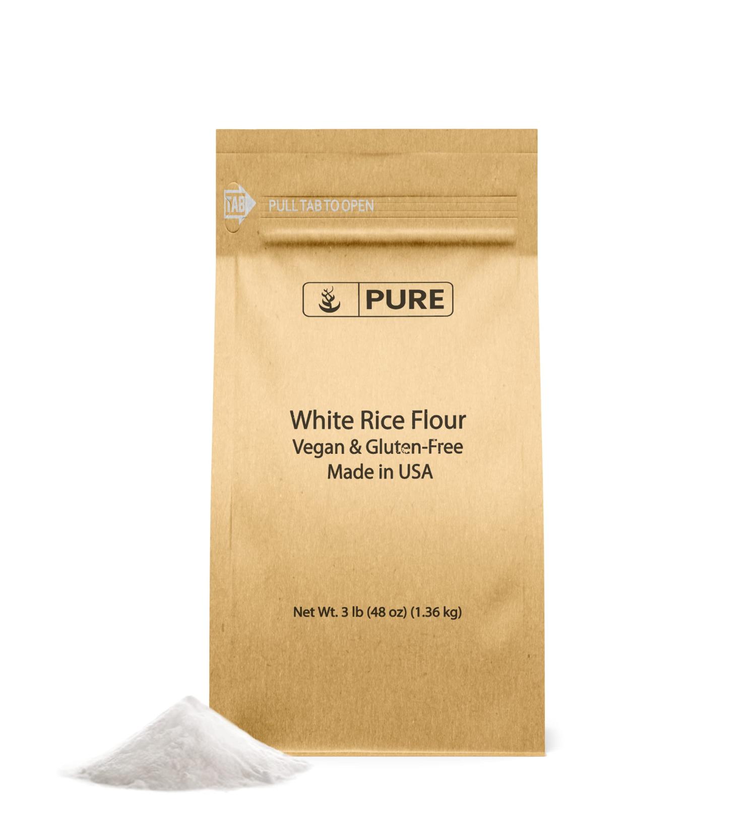3 lb White Rice Flour - Pure Original Ingredients, Unbleached, Vegan & Gluten-Free - Buy Online on GoSupps.com