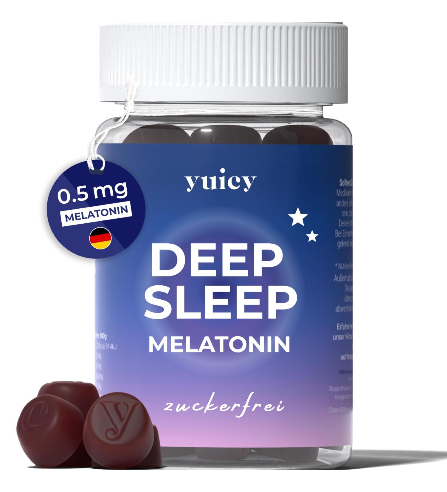 Yuicy Melatonin Gummies - 14 Sugar-Free Vegan Gummy Bears 0.5mg High-Dose Sleep Aid for Deep Sleep | Delicious & Effective for Adults - Buy Online on GoSupps.com