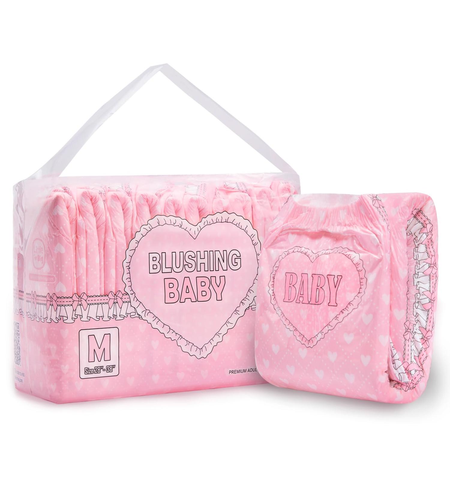 LittleForBig Adult Printed Diaper 10 Pieces - Blushing Baby Pale Pink(Medium 71-96 CM) - Buy Online on GoSupps.com