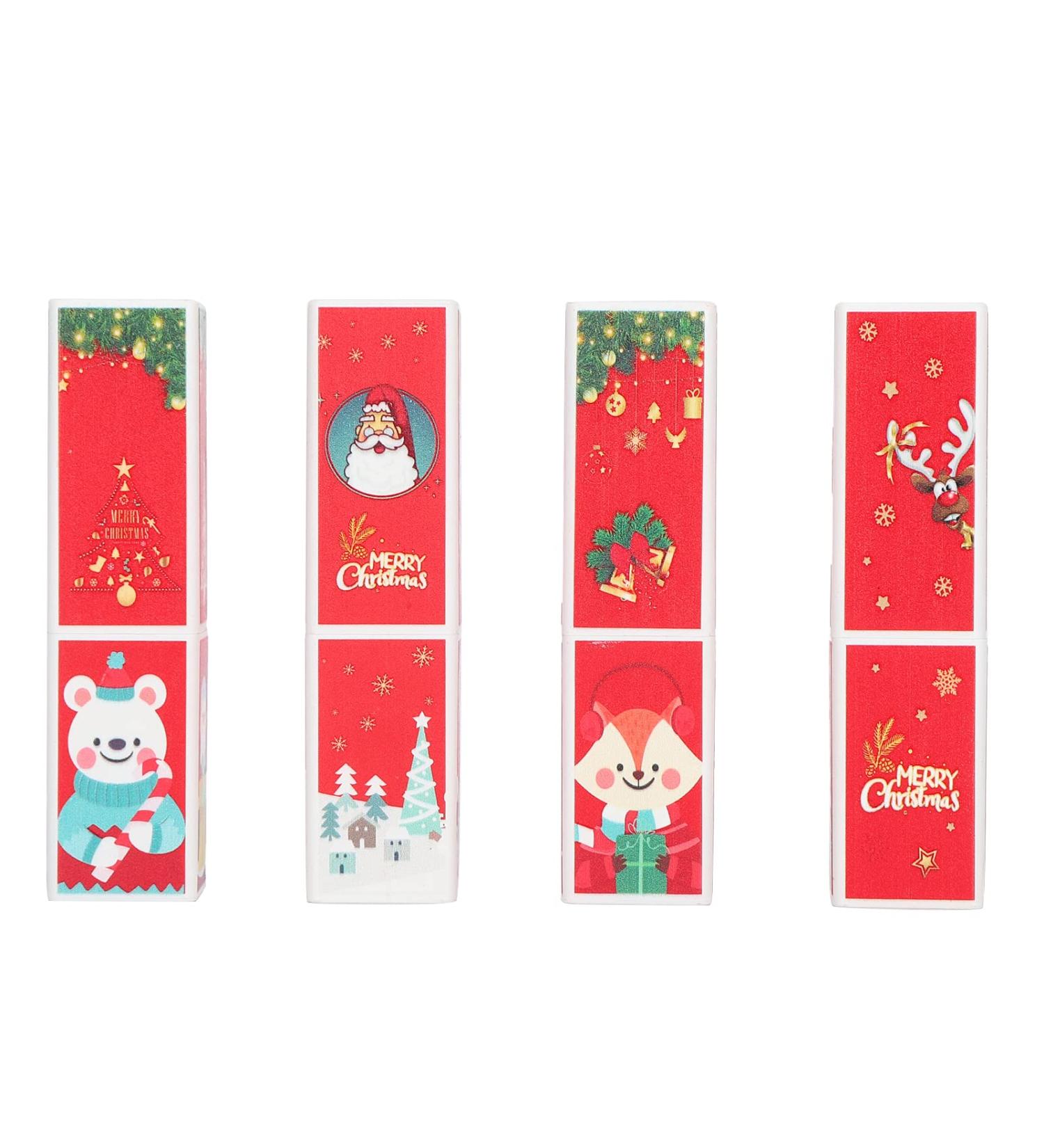 4pcs DIY Square Lipstick Tubes - Refillable Empty Lip Gloss Containers - Christmas Style for DIY Cosmetics - Buy Online on GoSupps.com