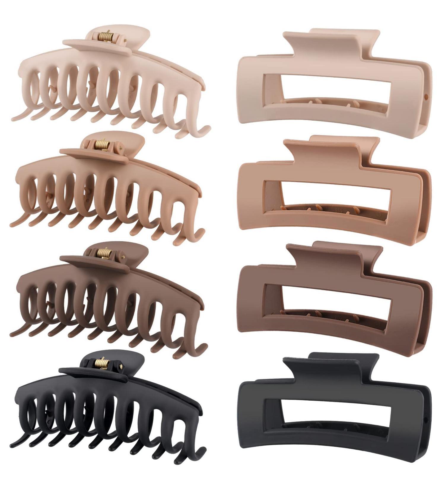 8 Pack 4.3 Inch Large Hair Claw Clips - Matte Banana Clips for Thick Hair - Neutral Hair Accessories for Women - Buy Online on GoSupps.com