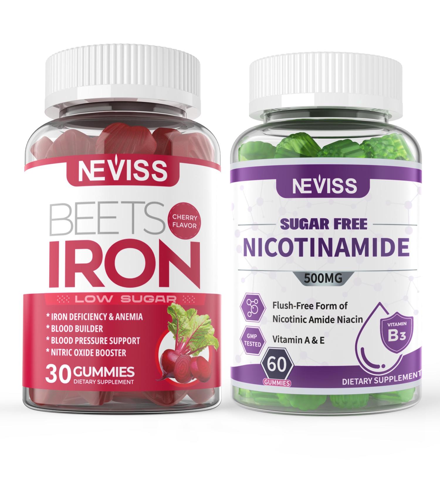 NEVISS Vegan Iron Supplement Gentl Iron + Sugar Free Nicotinamide 500mg Gummies - Buy Online on GoSupps.com
