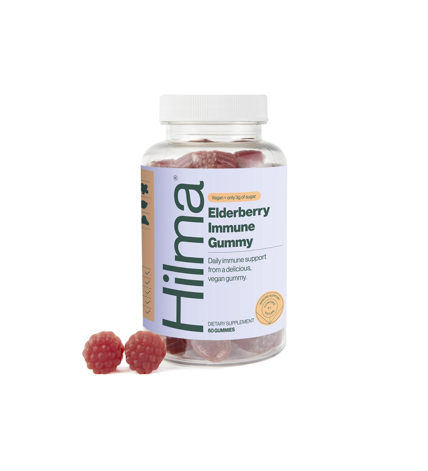 Hilma Elderberry Gummies with Zinc & Vitamin C - Natural Vegan Immune Support - Antioxidant-Rich Formula - 60 Gummies - Buy Online on GoSupps.com