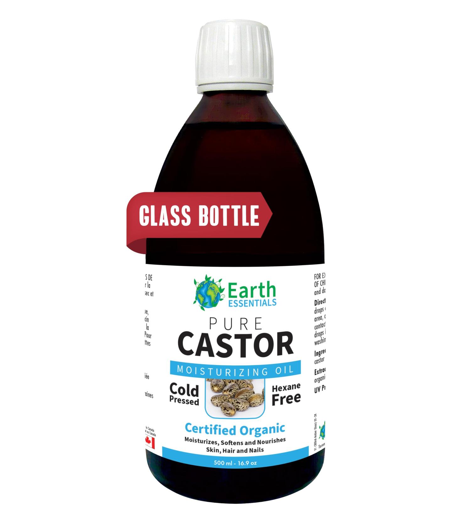 100% Pure Castor Oil - Certified Organic Cold Pressed Hexane Free - 500ml Glass Bottle | International Shipping Available - Buy Online on GoSupps.com