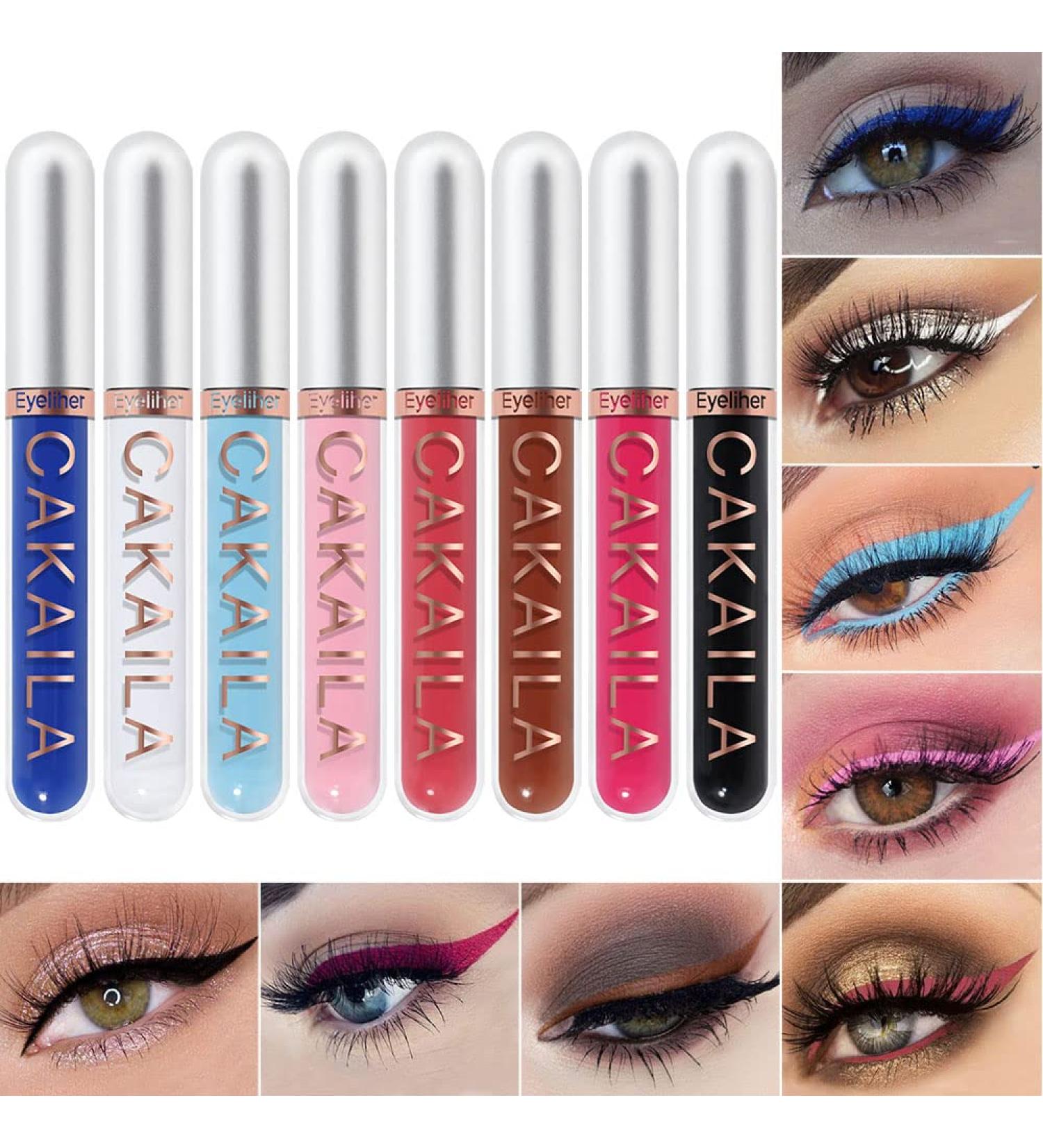 EVPCT 8 Colors Liquid Makeup Eyeliner Set - Waterproof Stamp Shapes Eye Liners for Women - Delineadores de colores para ojos - Buy Online on GoSupps.com
