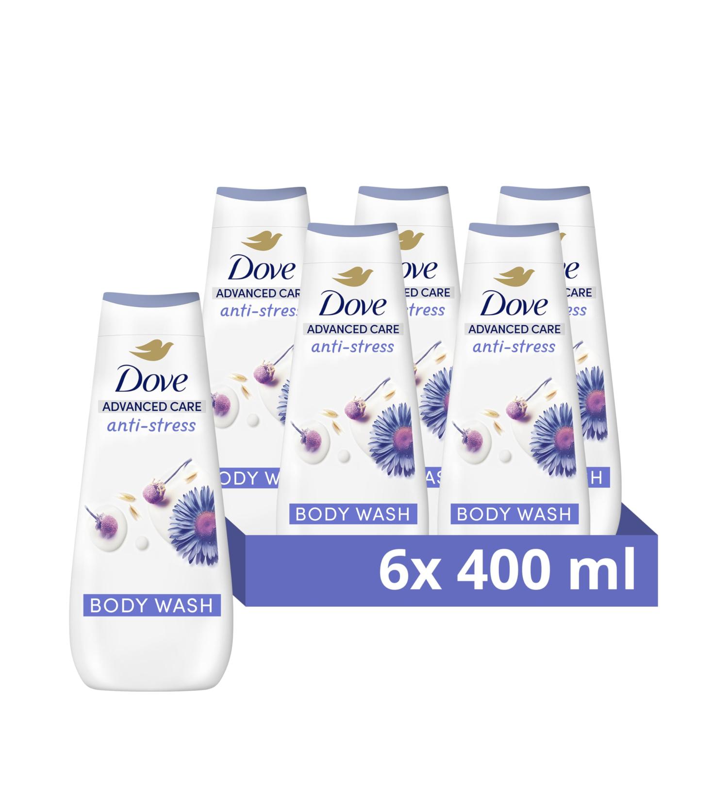 Dove Advanced Care Anti-Stress Body Wash Body Cleanser with chamomile & oat milk for instantly lotion-soft skin 6x 400 ml 1 - Buy Online on GoSupps.com