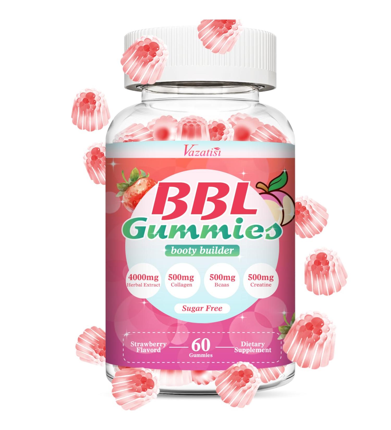 BBL Booty Gummies for Women Sculpt Lift & Firm Glutes Creatine Monohydrate Vitamins & Herbal BBL Blend - Boost Curves Energy & Workout Recovery Vegan Non-GMO 60 Cts 60 Count (Pack of 1) - Buy Online on GoSupps.com