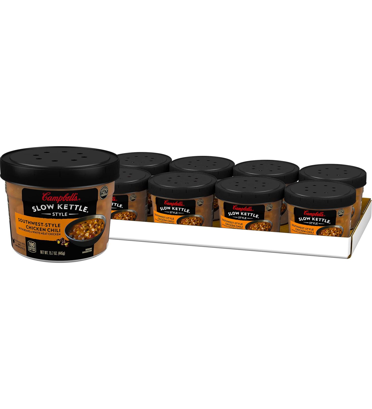 Campbell's Slow Kettle Style Southwest Chicken Chili 15.7 oz Tub - Pack of 8 - Buy Online on GoSupps.com