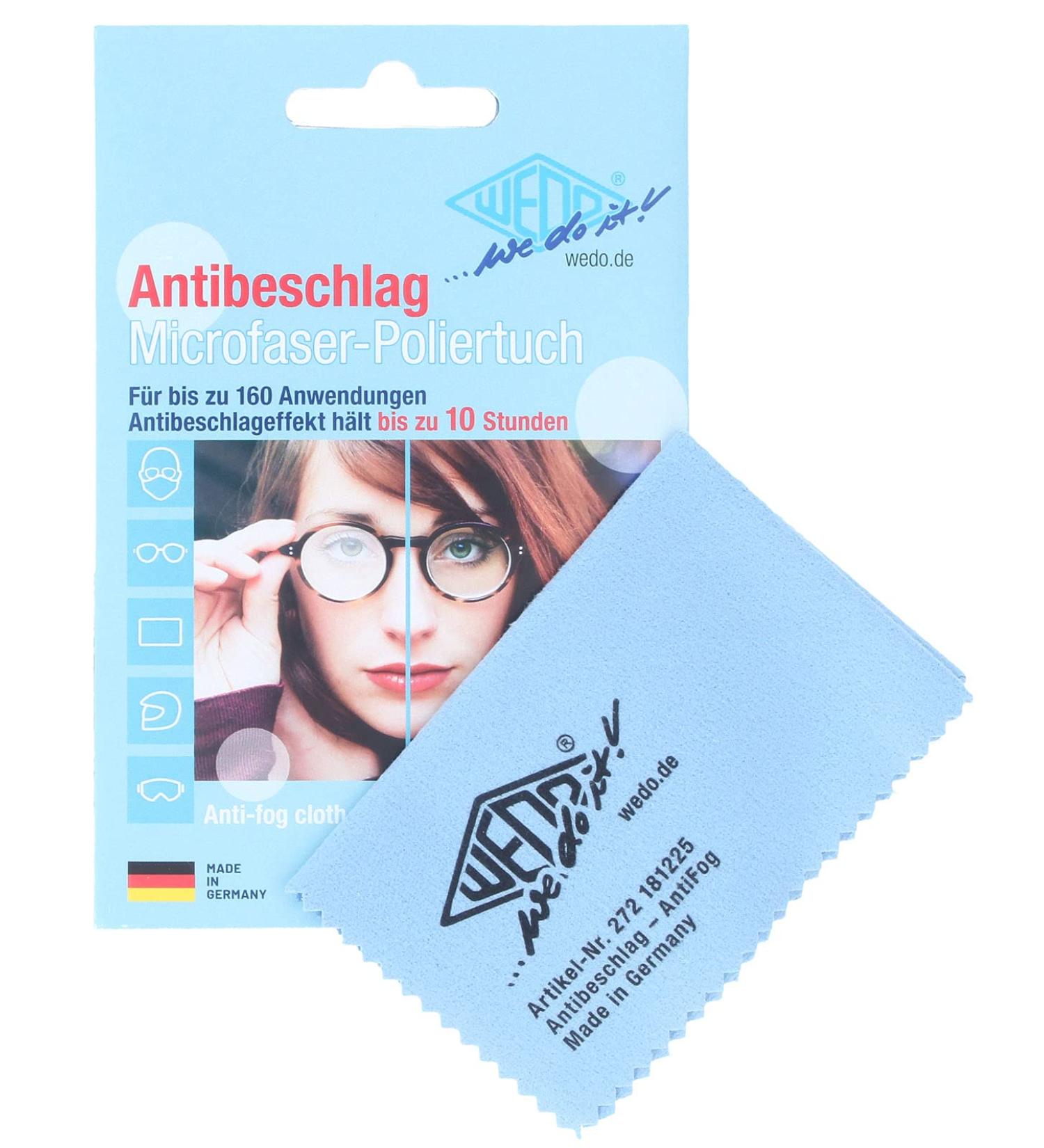 High-quality P-9000 microfiber cloth with anti-fog effect for glasses lenses or visors PFAS-free | WEDO