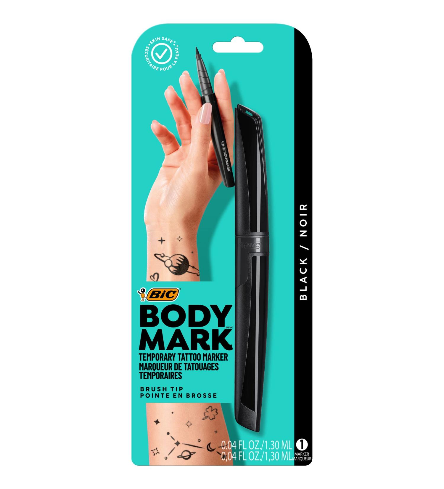 BIC BodyMark Fine Tip Black Temporary Tattoo Marker - Long-lasting Body Art Pen - Buy Online on GoSupps.com