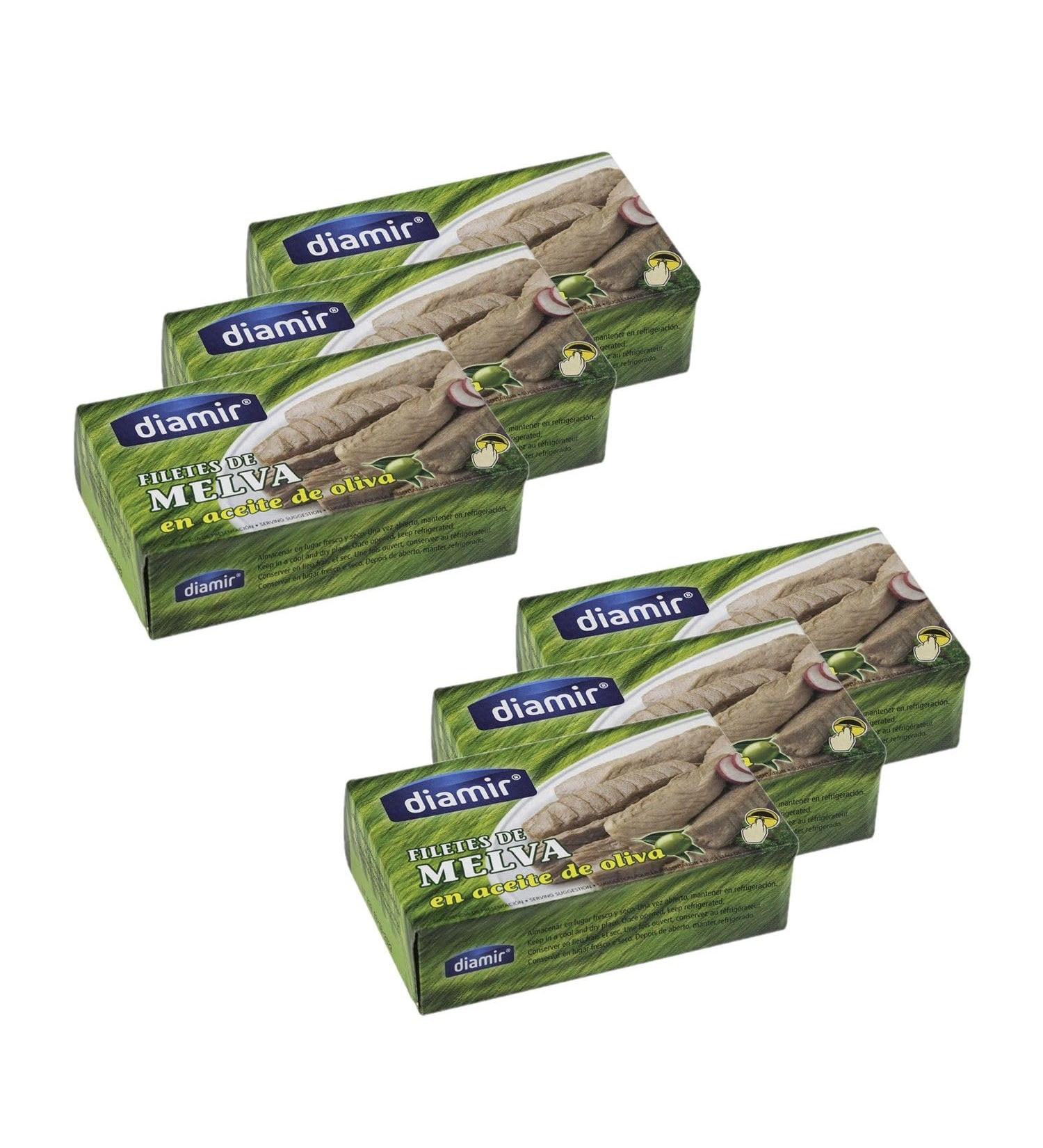 diamir Lot 6x Melva tuna fillets in olive oil - Box 115g
