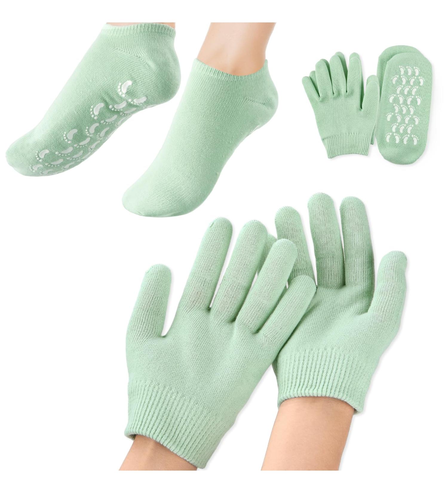 Aster Moisturising Socks and Gloves Set - 4 Pc Silicone for Women | Repair Dry Cracked Hands & Feet | Gel Lining with Essential Oils & Vitamins - Buy Online on GoSupps.com