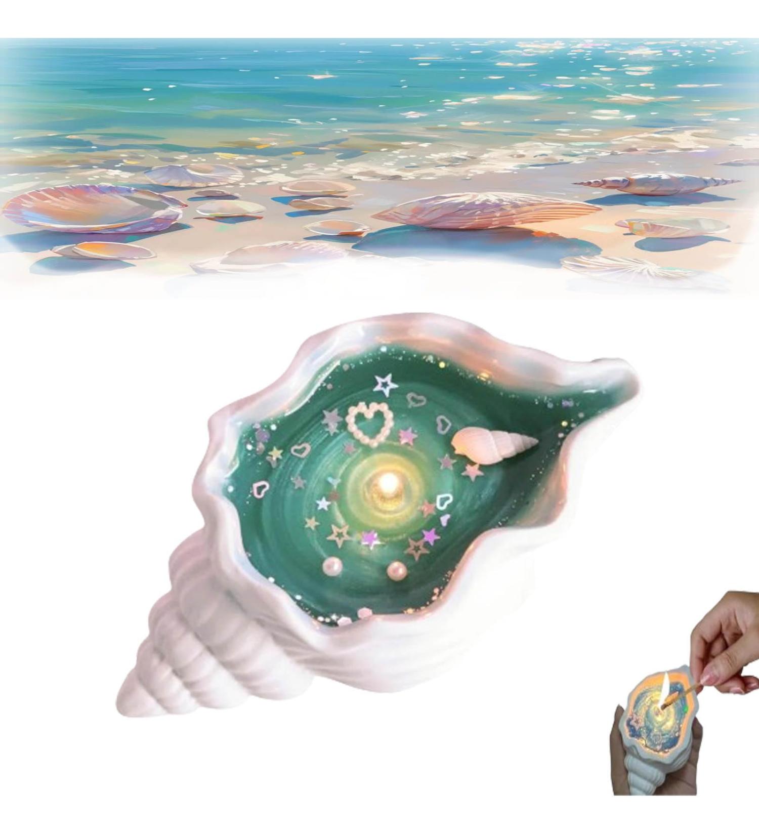 Conch Aromatherapy Candle - Handmade Natural Scented Ocean Shell Gel Wax Candle for Stress Relief - Buy Online on GoSupps.com