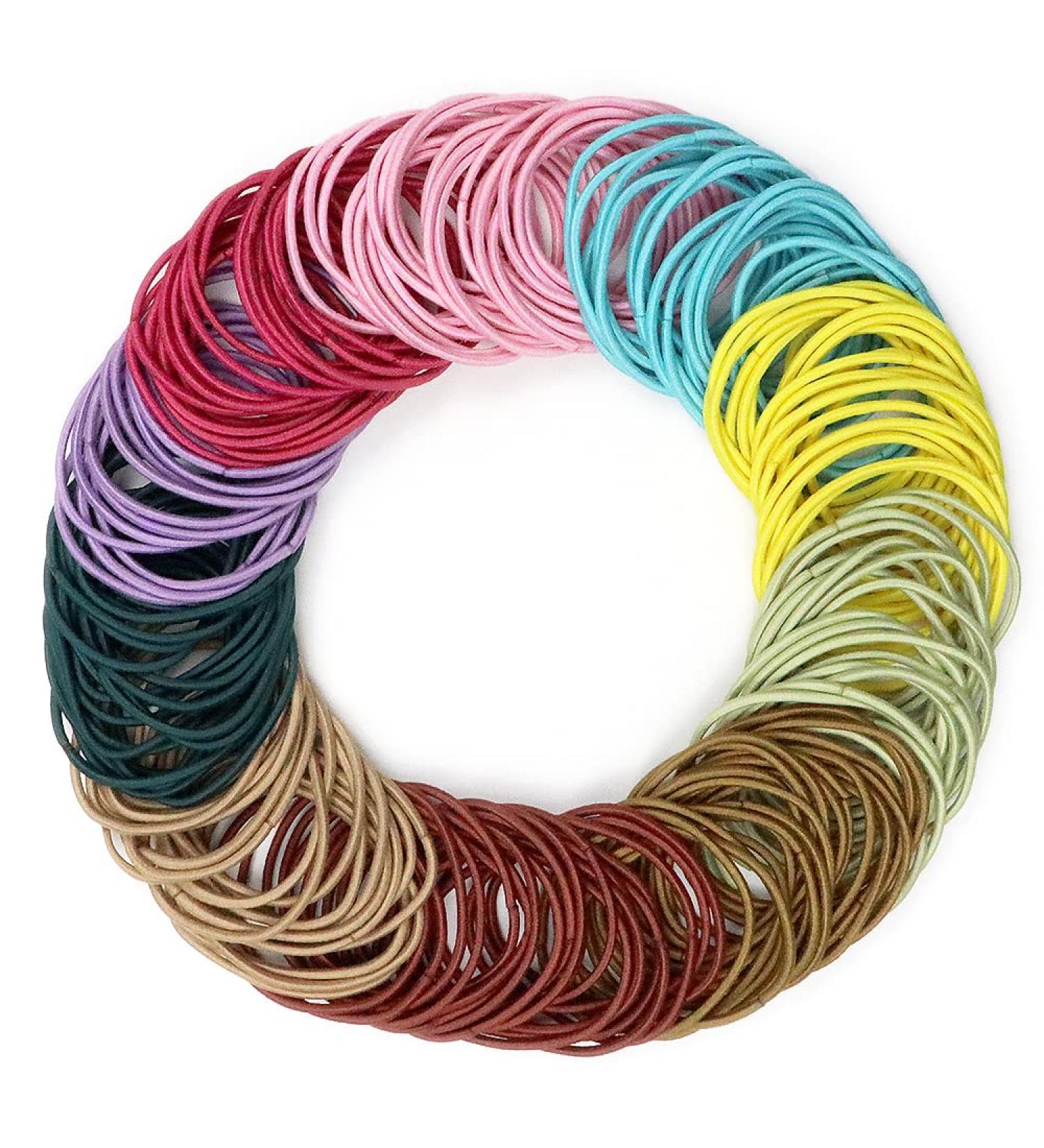 Buy Kavya 200-Piece Multi-Colored Hair Ties for Girls & Women - Elastic Metal-Free 4.5 cm Hair Bands for Ponytails - Buy Online on GoSupps.com
