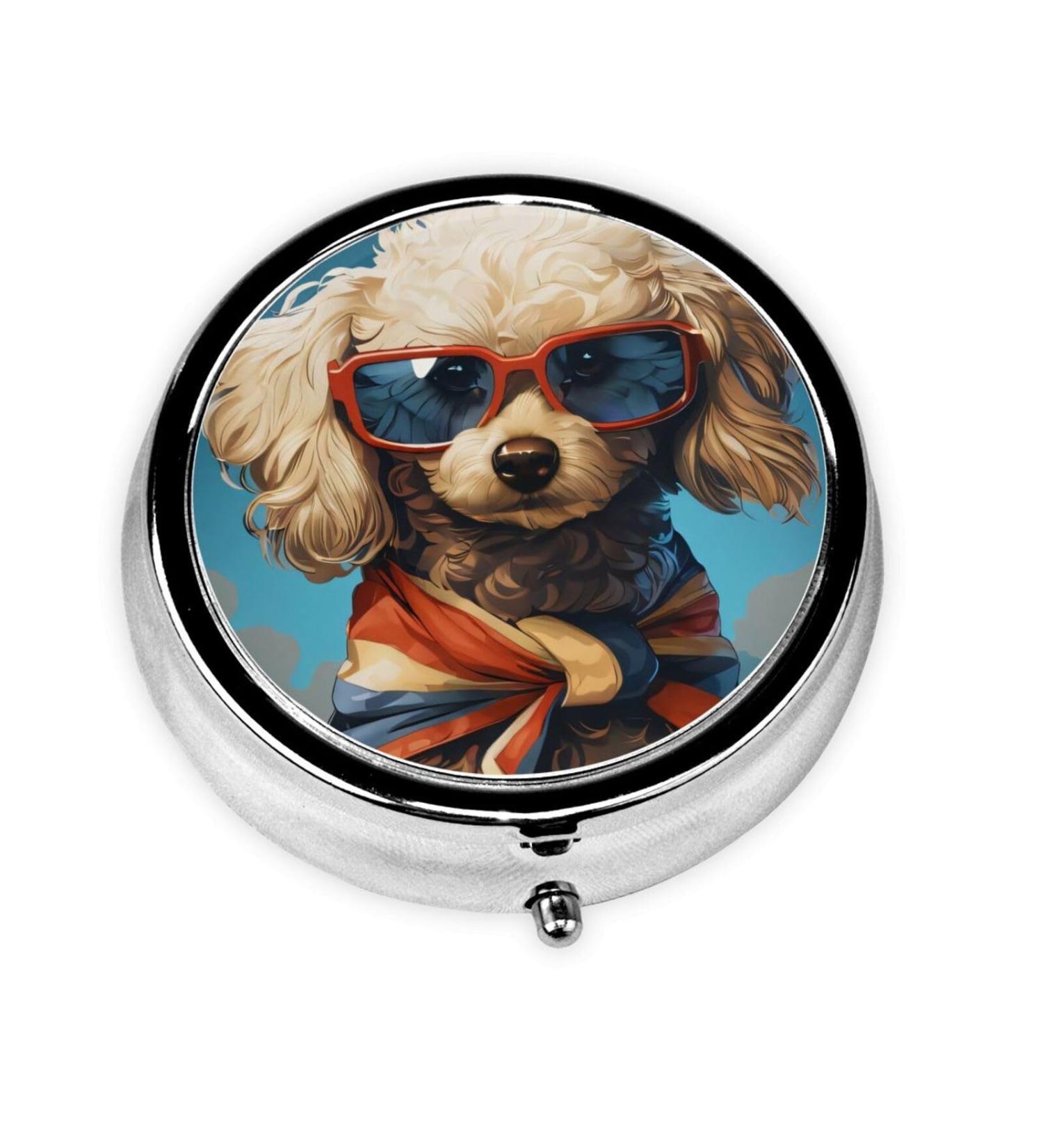 Portable Teddy Sunglasses Pill Box - 3-Compartment Metal & Plastic Insert Travel Essential - Buy Online on GoSupps.com
