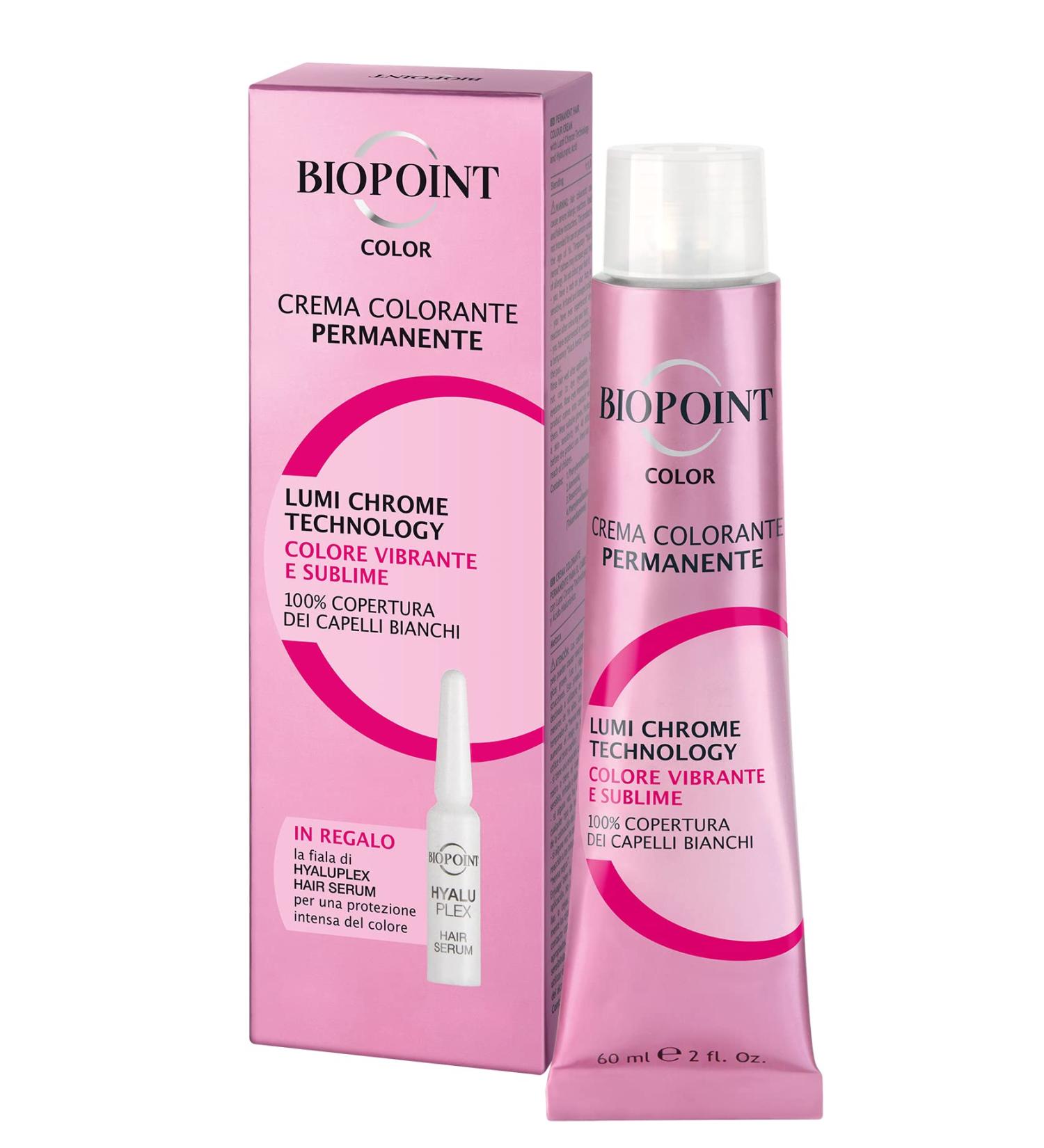  BIOPOINT Biopoint Color - Permanent Hair Color Cream with Hyaluplex Serum Bottle Hair Dye with Hyaluronic Acid nourishes hydrates and gives a vibrant and intense color 60 ml - Buy Online on GoSupps.com