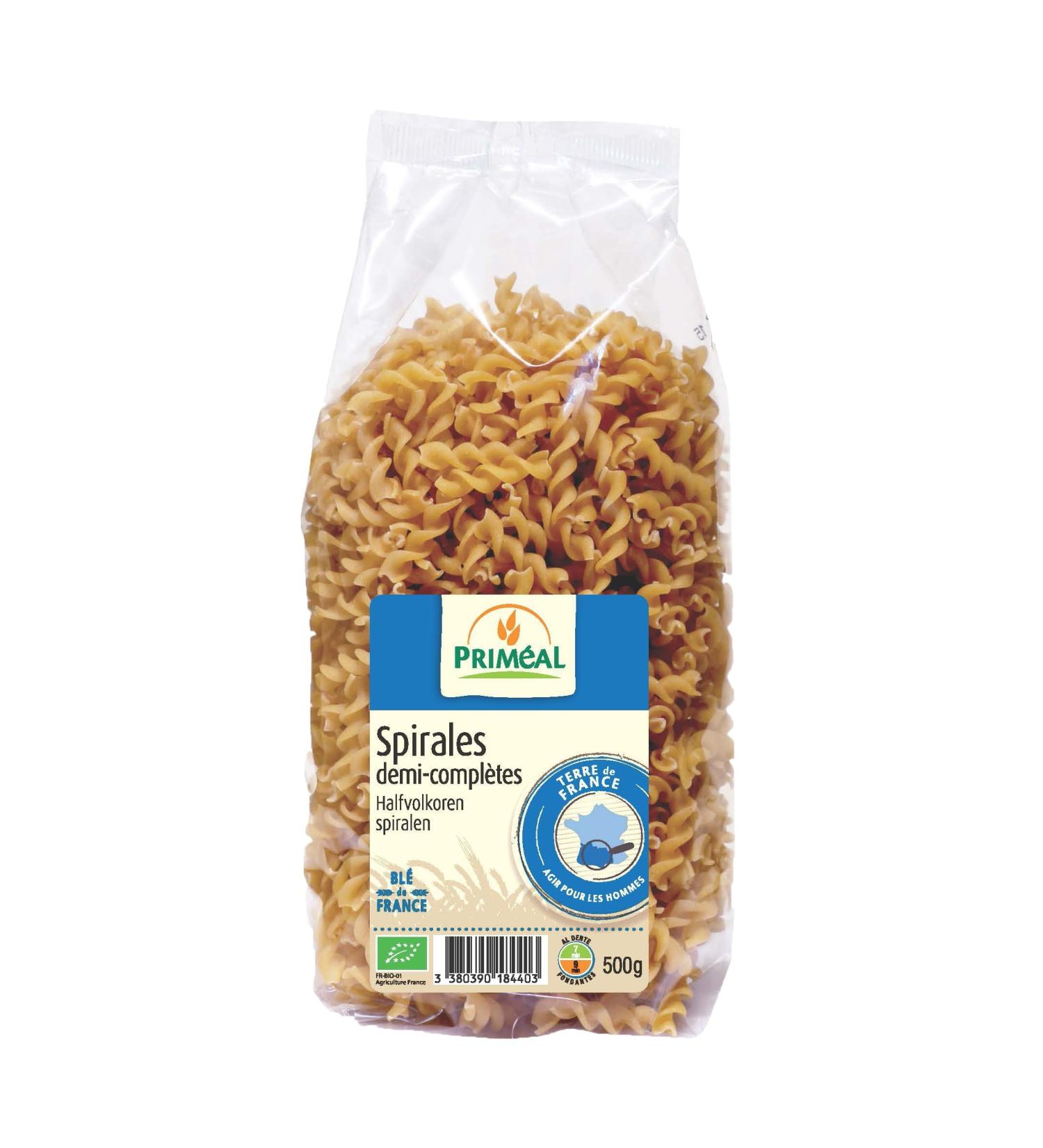 Primeal Prim al Spirals 100% France Semi-Whole Wheat 500g