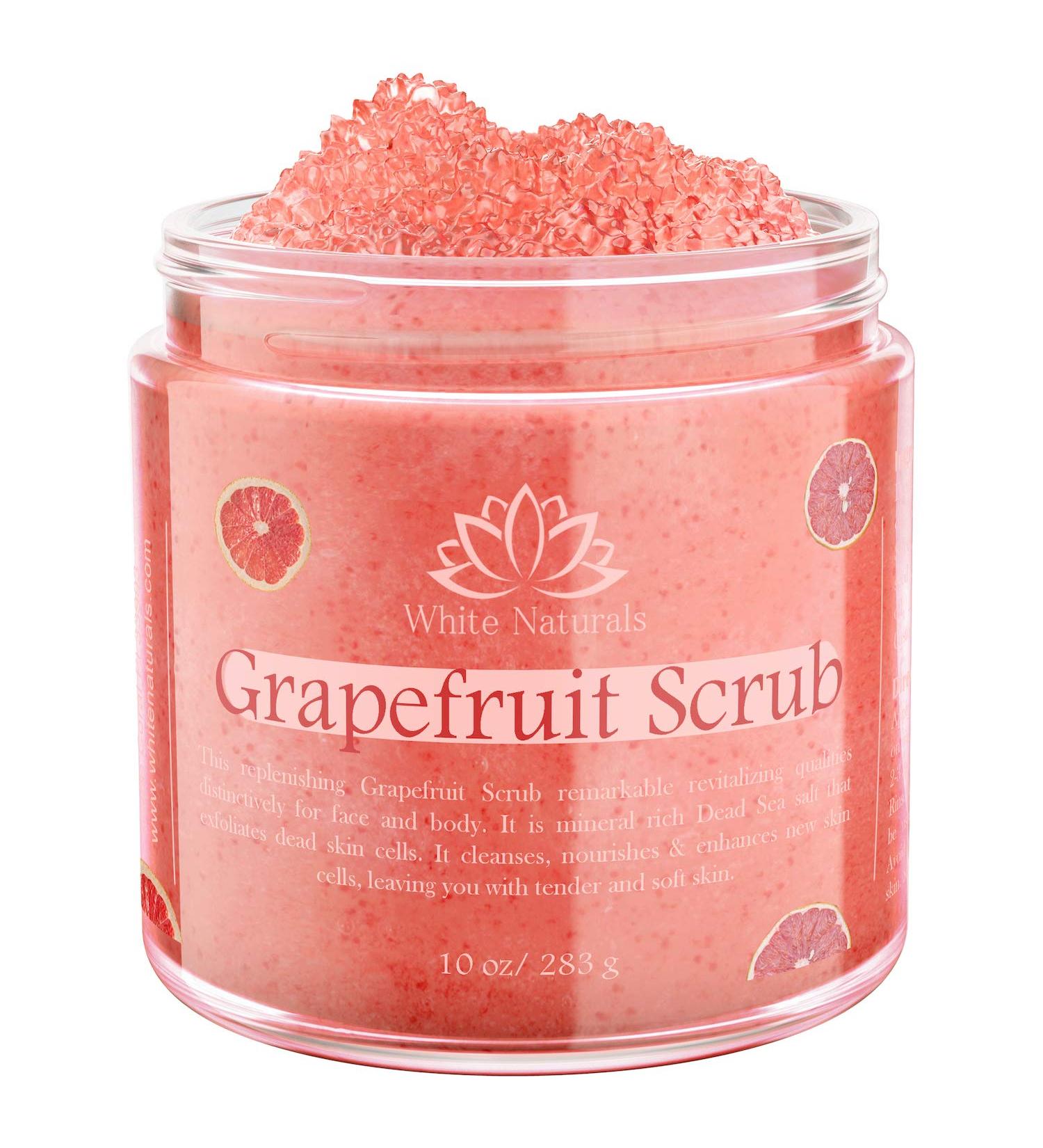 Organic Grapefruit Salt Scrub - Smooth Skin Exfoliator with Shea Butter & Vitamin E | 10 oz - Buy Online on GoSupps.com