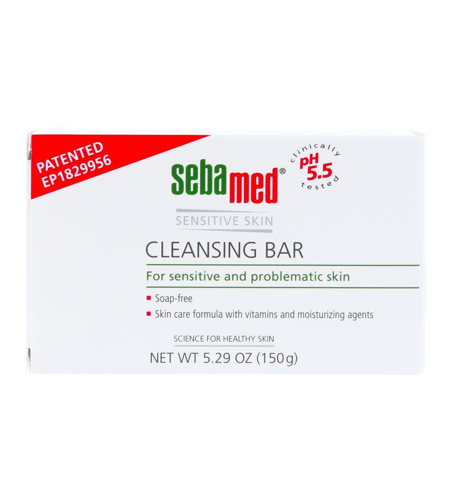 SEBAMED Cleansing Bar - Gentle Soap-Free Hydrating Cleanser for Sensitive Skin - Pack of 2 (150g) - Vitamins & Lecithin - Buy Online on GoSupps.com