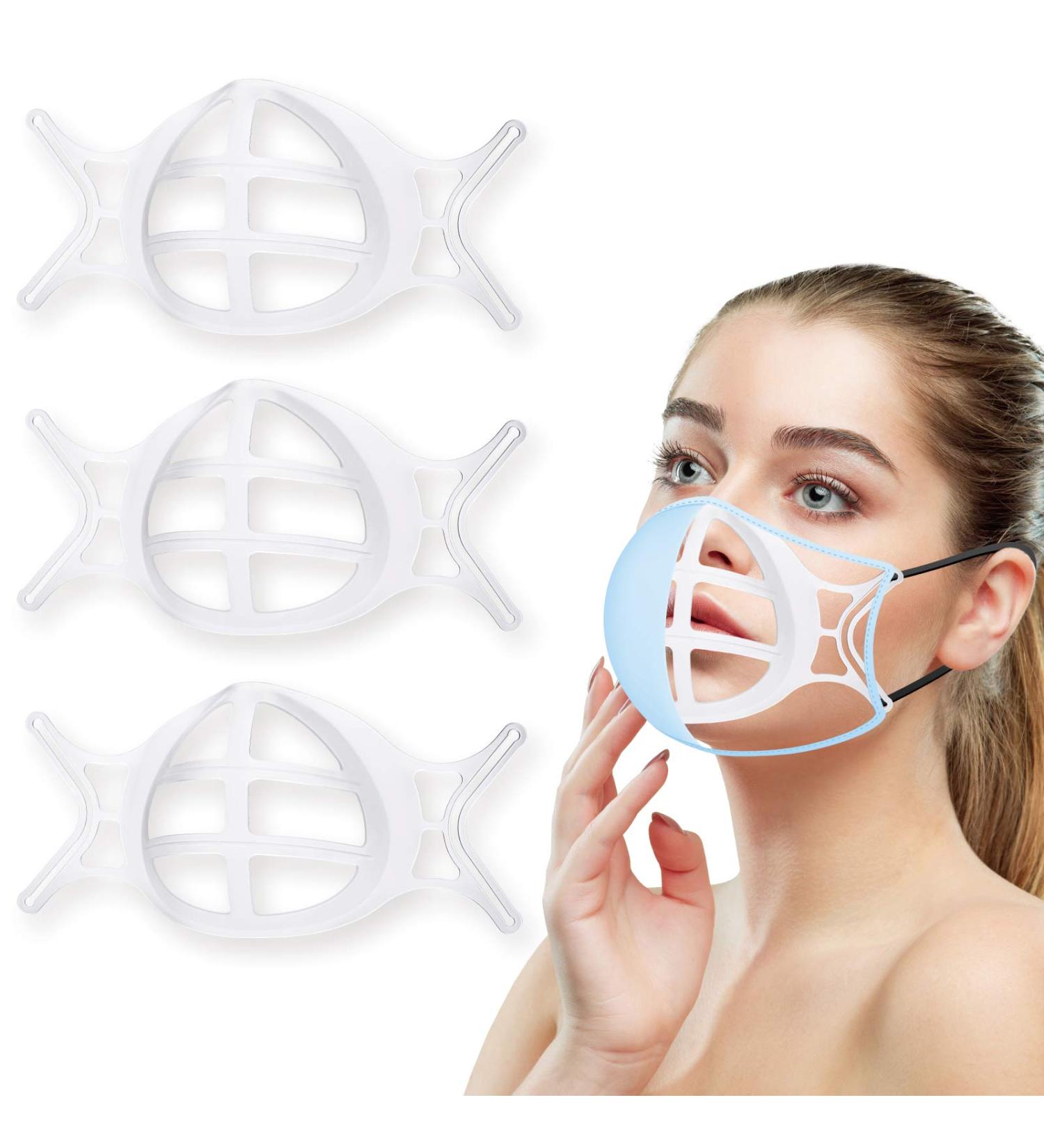 3D Mask Bracket Insert for Cloth Mask - Mouth Guard for Breathing Space - Comfortable Inner Support Frame (3 Pack, Semi-Transparent) - Buy Online on GoSupps.com