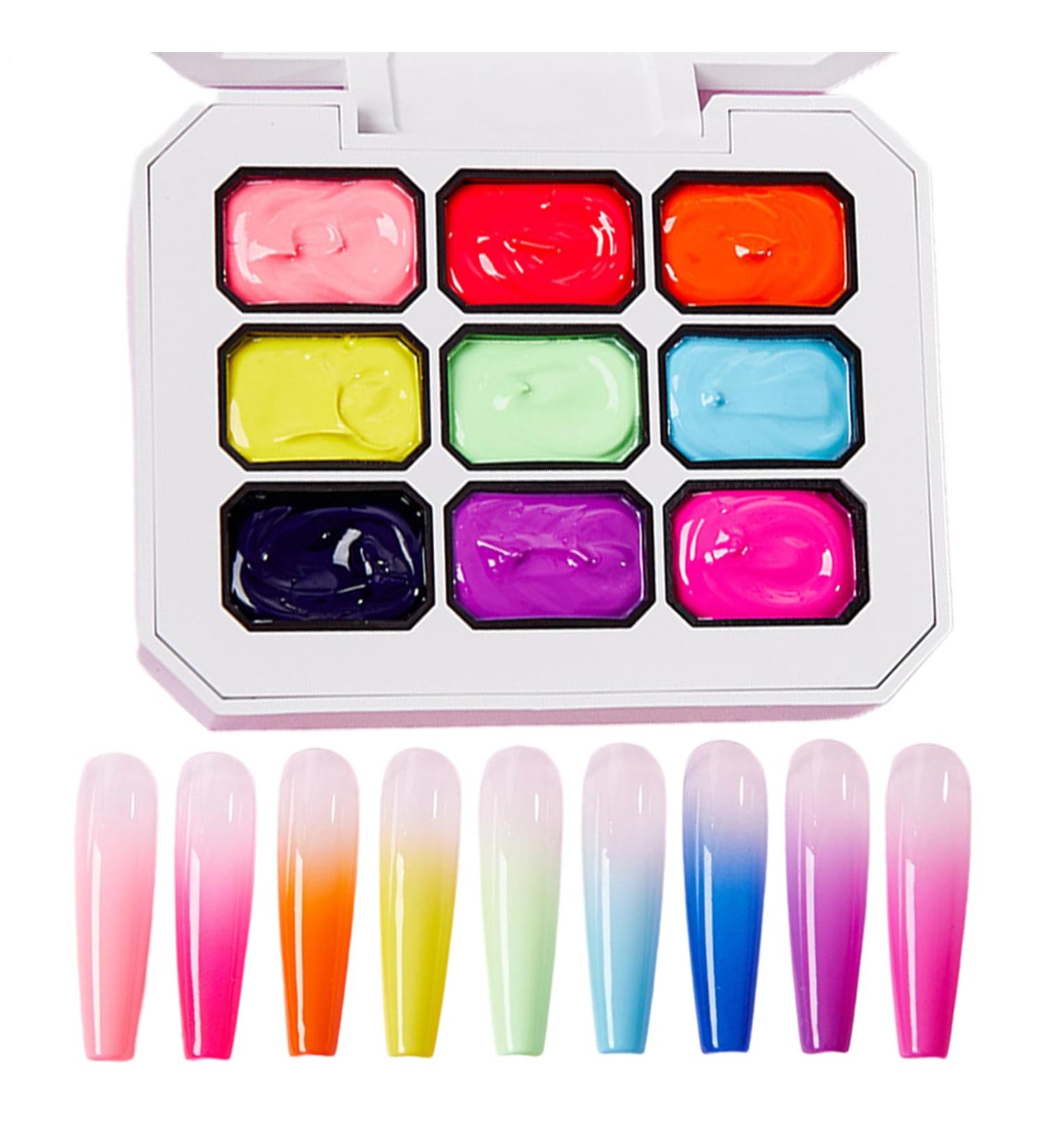 Klopfen Gel gradient drawing gel 9 color polish palette accessories nail painting design art manicure for women and girls - Buy Online on GoSupps.com