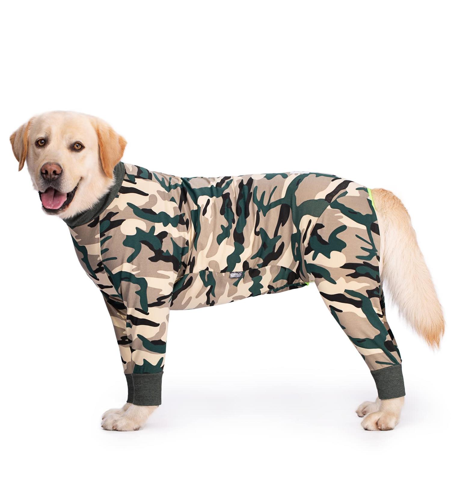 Rehabilitation Suit for Medium & Large Dogs | Breathable Full Body Pajamas | Post-Op Skin & Wound Protection | 32 Camo Design - Buy Online on GoSupps.com