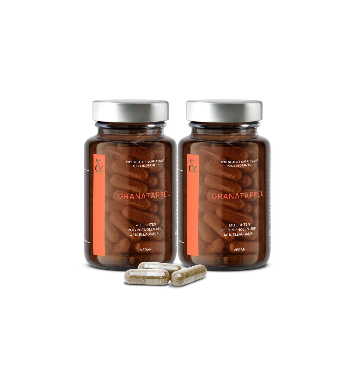 Shop 2x Pomegranate Extract - 1000mg High Dose 40% Ellagic Acid 120 Vegan Capsules - Rich in Polyphenols for Optimal Health - Buy Online on GoSupps.com