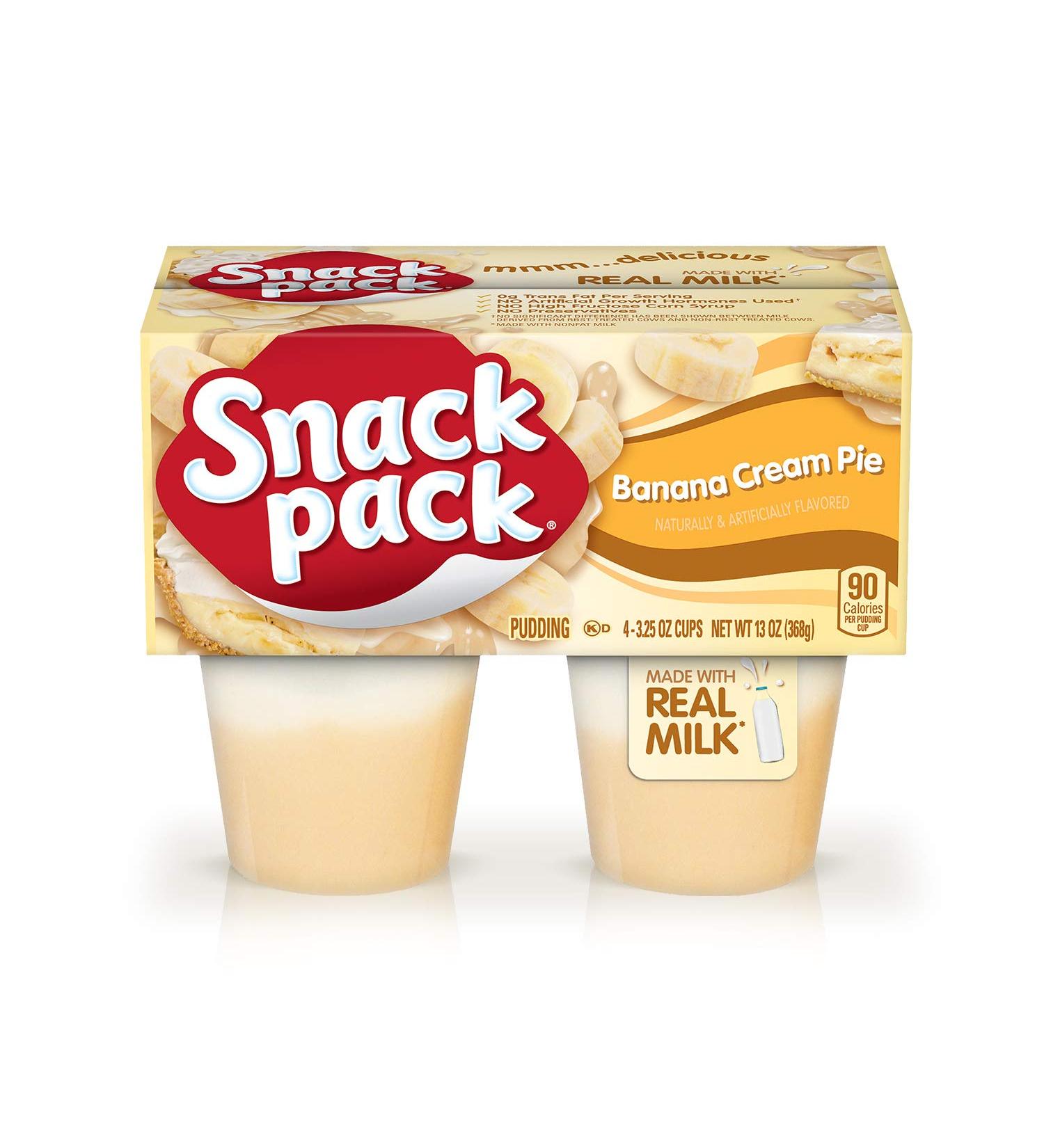 Snack Pack Banana Cream Pie Pudding Cups - 4 Count | 12 Pack - Delicious Instant Dessert - Buy Online on GoSupps.com