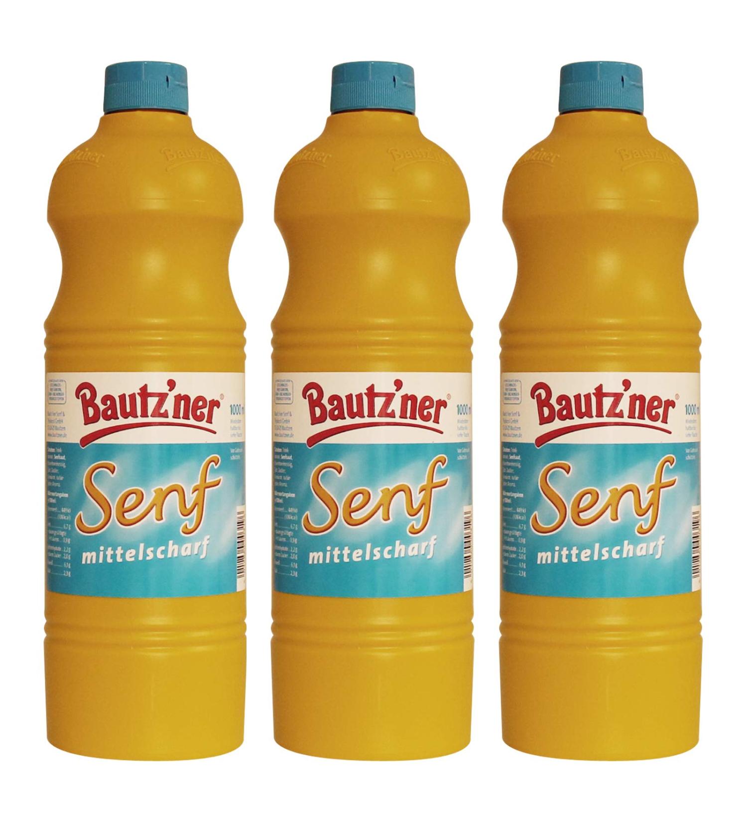 Bautzner - Medium Sharp Mustard 1000 ml - 3 x 1000 ml - Buy Online on GoSupps.com