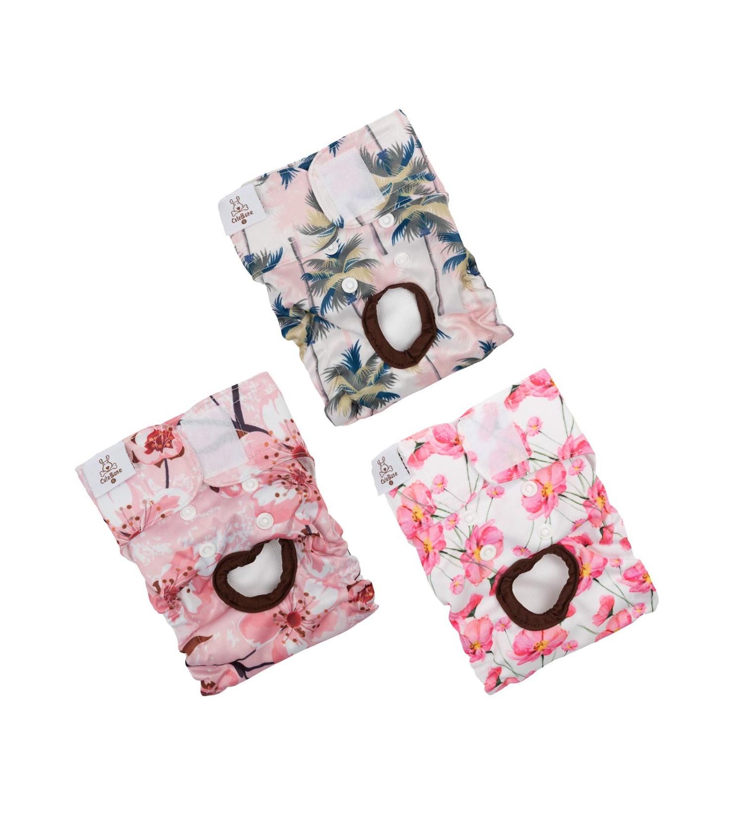 Cutebone 3-Pack Washable Dog Diapers - Waterproof Puppy Pants for Heat Valentine's Day Rose Collection Size L (51-68.5cm) - Buy Online on GoSupps.com