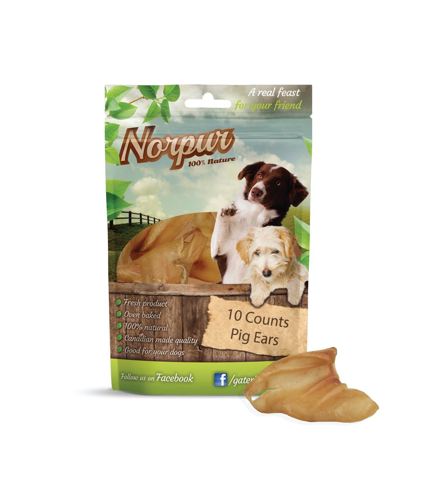 Norpur Pig Ears All-Natural Dog Treats (10-Count) Canadian Made Slow-Roasted Oven-Baked Boneless | Promote Healthy Shiny Coats | Help Clean Teeth Prevent Bad Breath - Buy Online on GoSupps.com