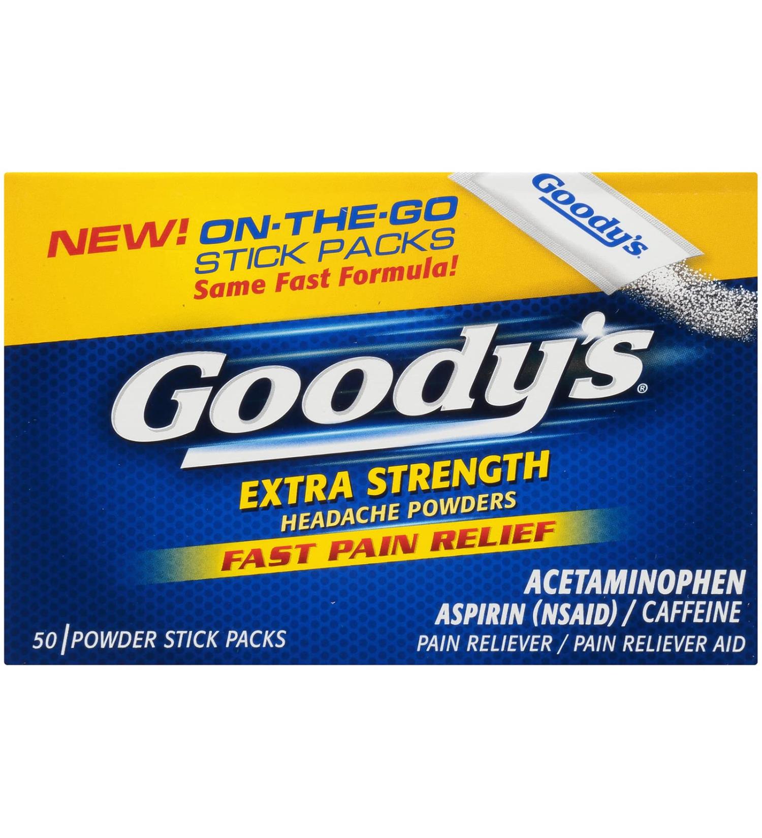 Goody's Extra Strength Headache Powder 50 Powder Sticks - 50 Count Pack Fast Relief Formula - Buy Online on GoSupps.com