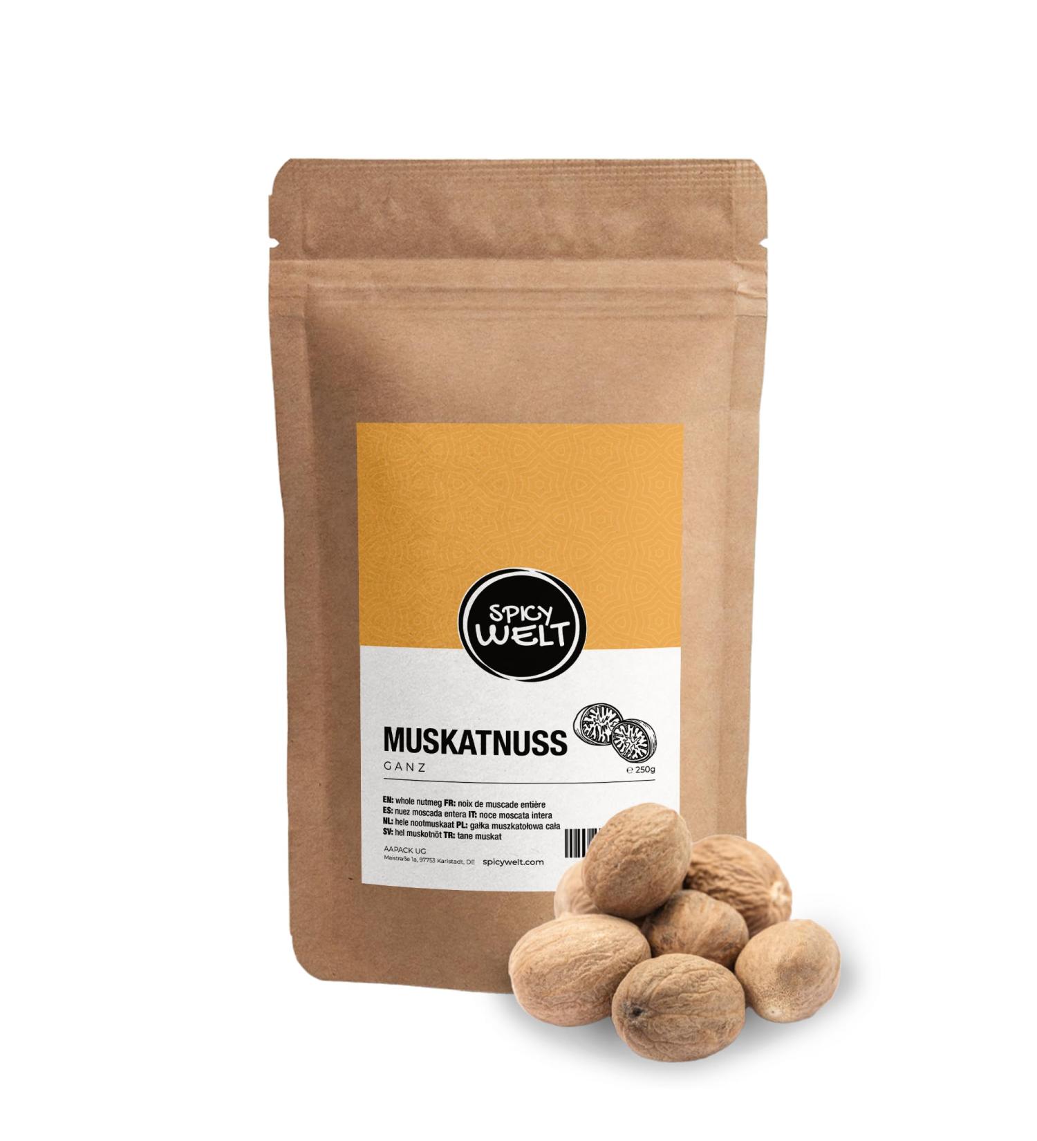 Spicy Welt Whole Nutmeg (250g) Premium Quality Nutmeg for Cooking Sauces Pastry & Spice Blends | Intense & Warm Flavour | 100% Natural No Additives - Buy Online on GoSupps.com