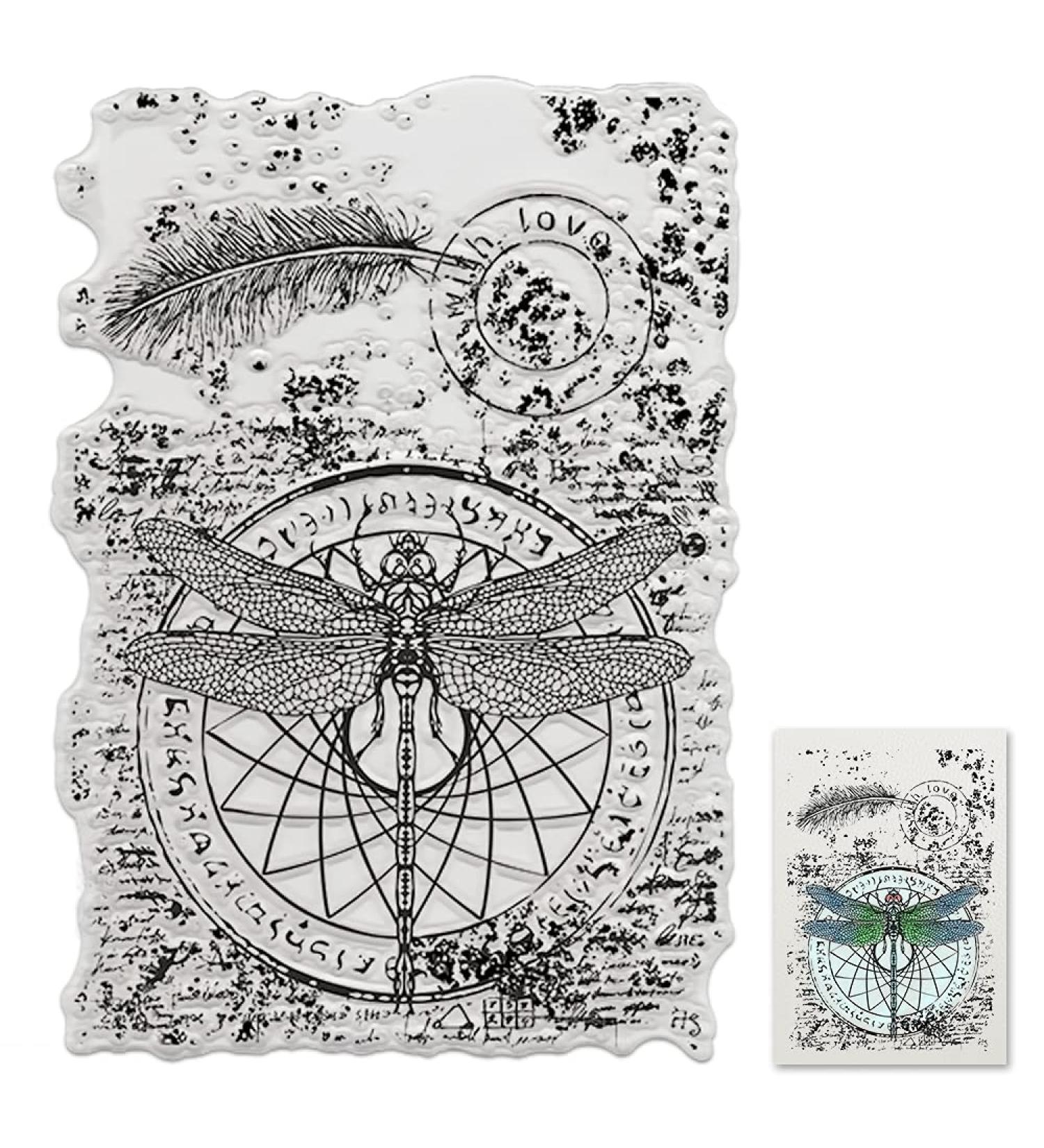 Dragonfly and Feathers Love Words Clear Stamps | Silicone Transparent Seal for Card Making and Scrapbooking - Buy Online on GoSupps.com