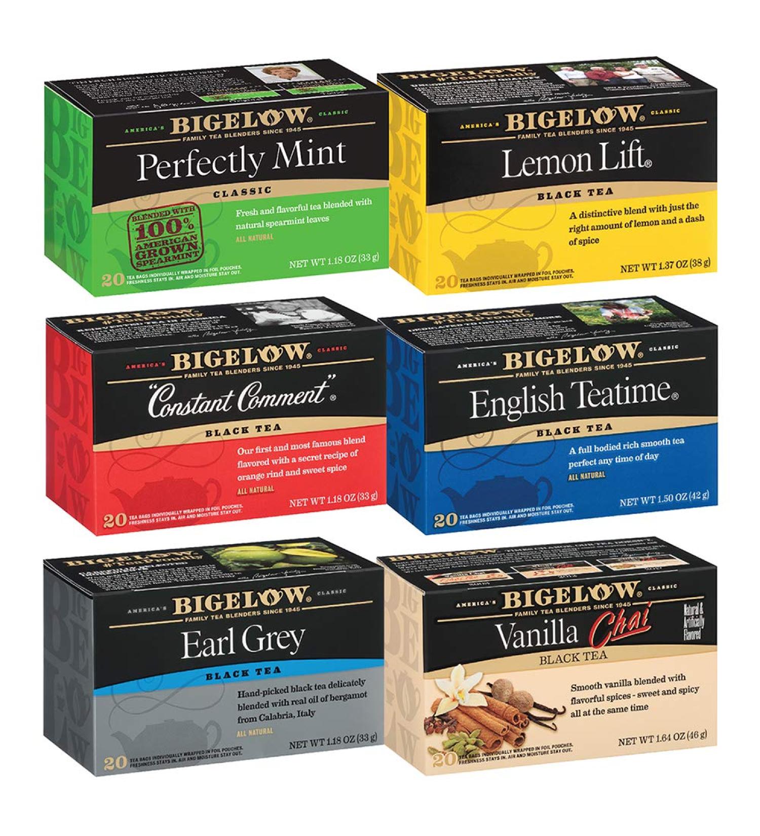 Bigelow Black Tea Variety Pack - 120 Caffeinated Tea Bags (6 Flavors, 20 Count Each) - Buy Online on GoSupps.com