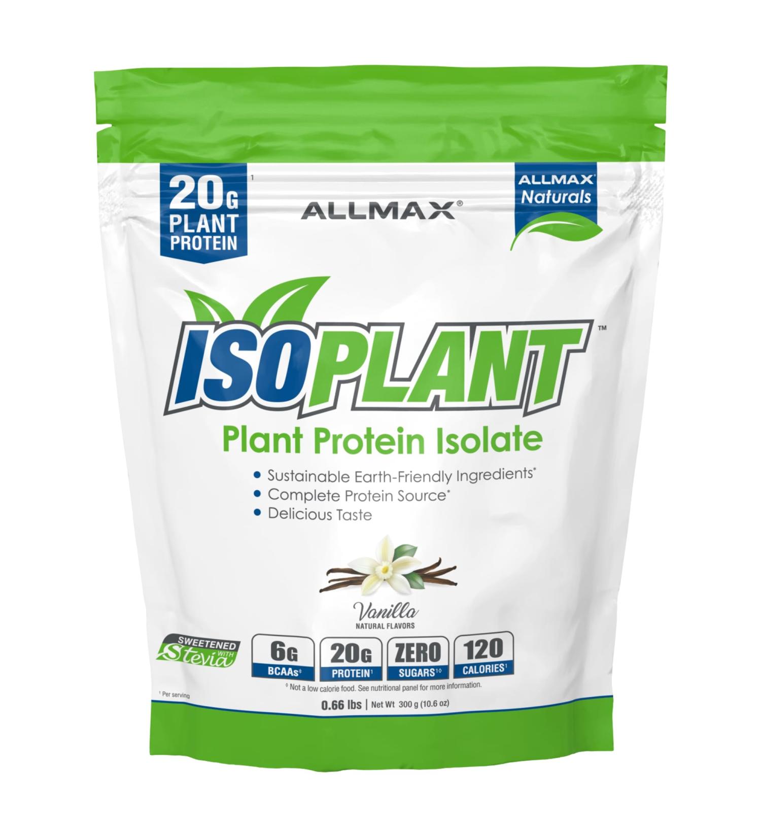 ALLMAX ISOPLANT Vanilla - 20g Plant Protein Isolate Low Fat Zero Sugar Lactose & Gluten Free - 300g 10 Servings - Best for Muscle Recovery - Buy Online on GoSupps.com