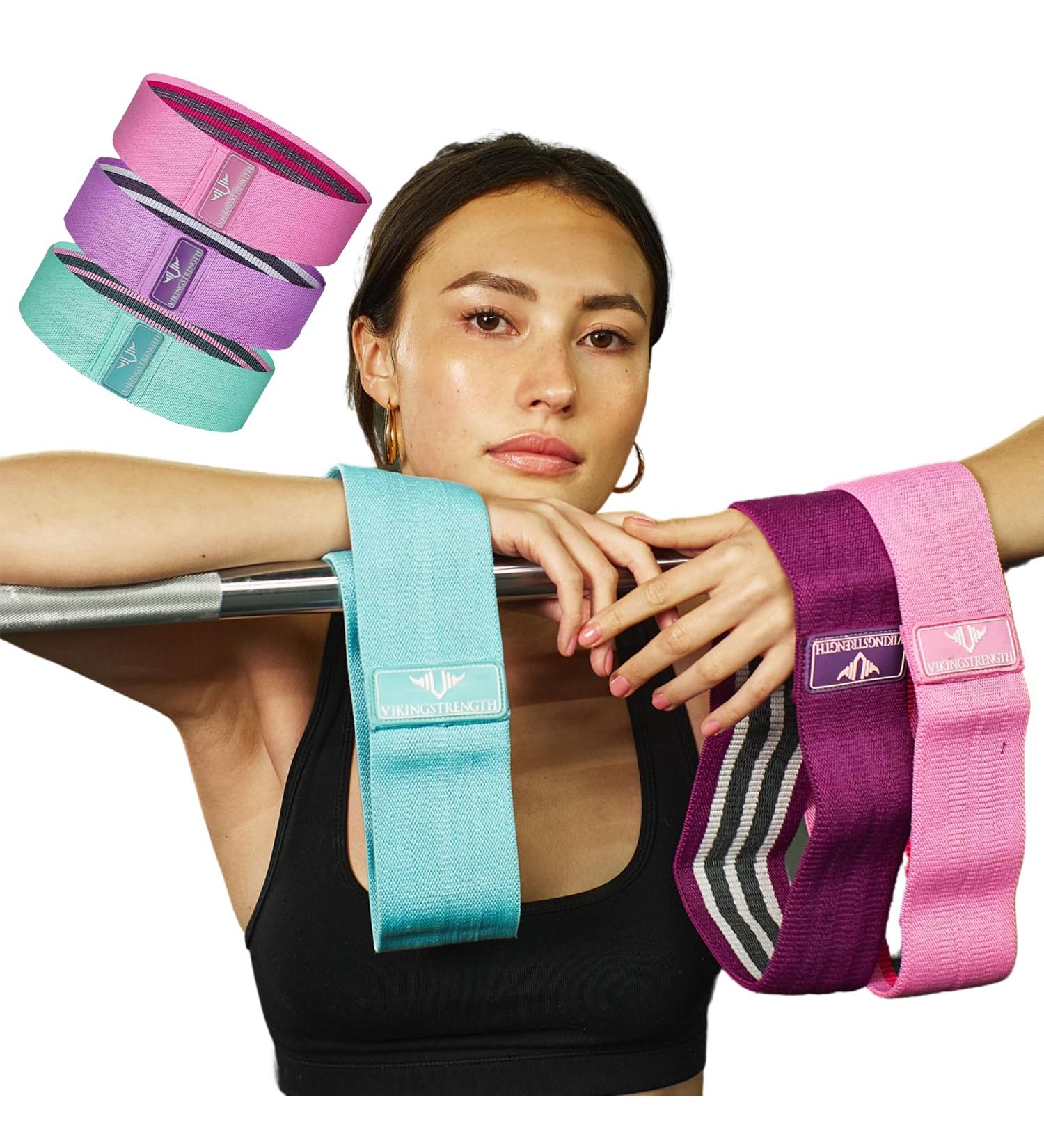 Vikingstrength Booty Bands | Resistance Bands for Legs & Butt | 3 Levels Non-Slip Elastic Workout Bands for Women - Pink - Buy Online on GoSupps.com