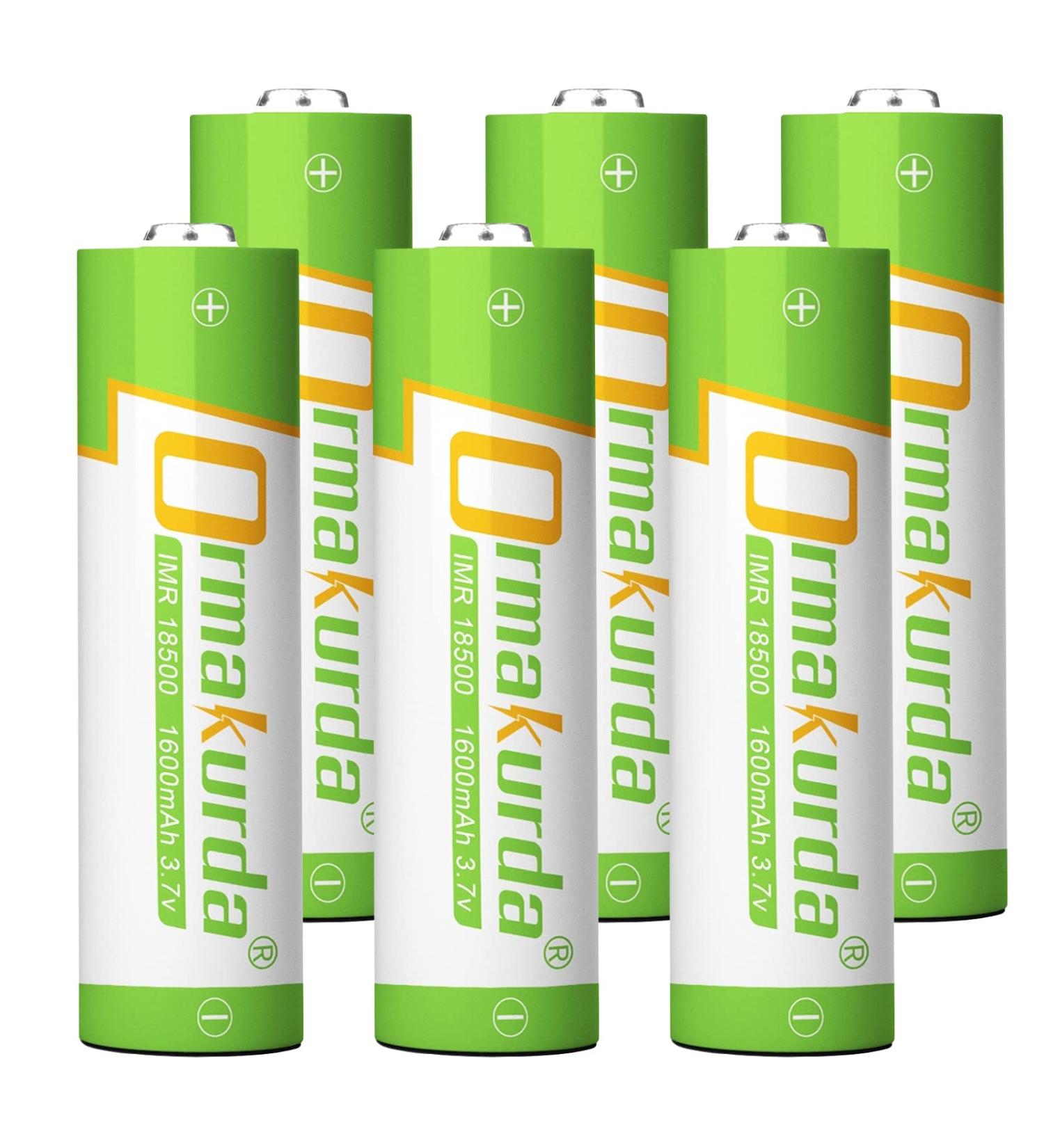 18500 Rechargeable Batteries (6-Pack) - IMR 18500 1600mAh 3.7V Li-ion for Flashlights & Solar Lights - Buy Online on GoSupps.com