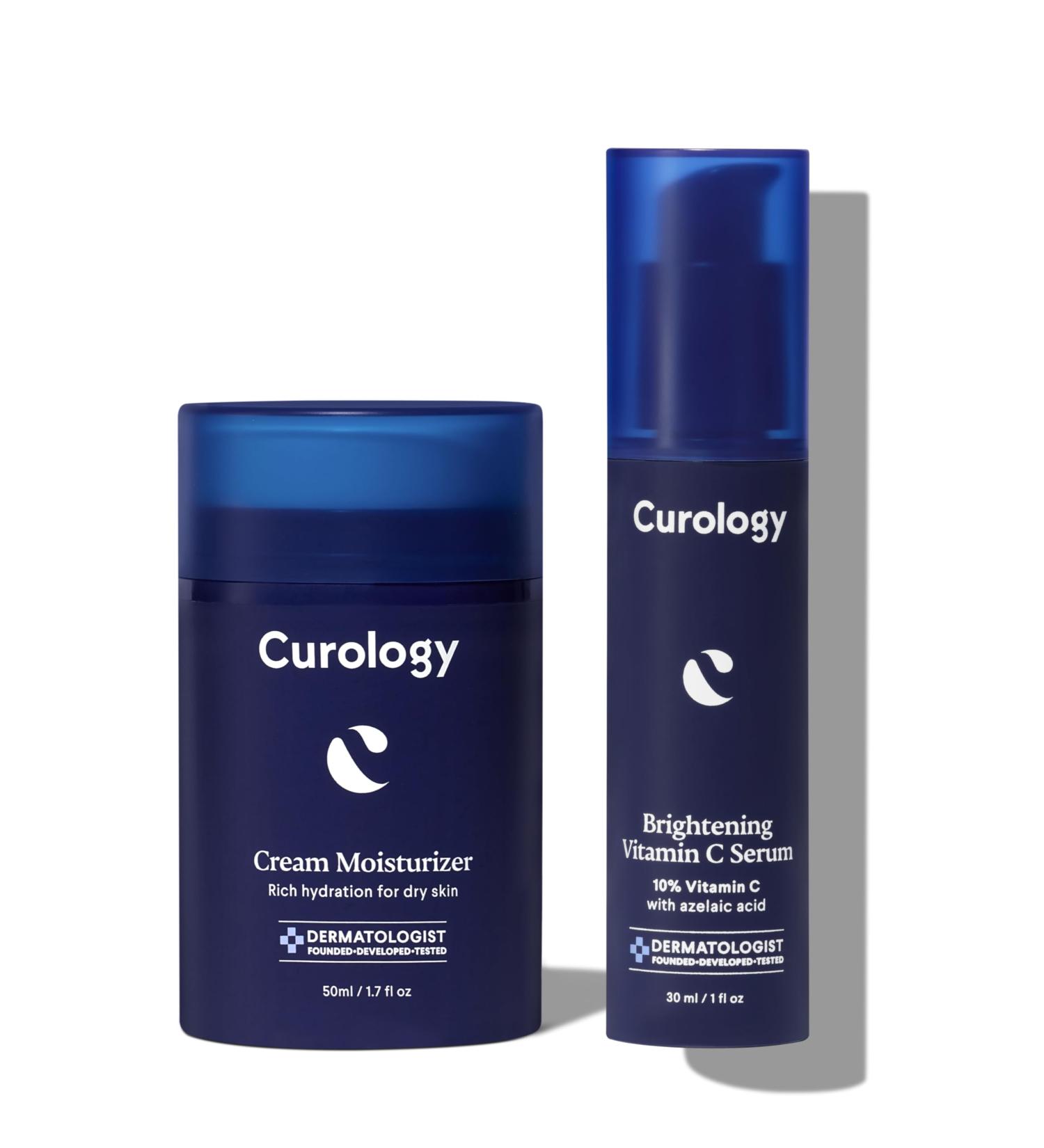 Curology Brighten & Moisturize Skin Care Set 10% Vitamin C Serum and Cream Moisturizer with Hyaluronic Acid - Buy Online on GoSupps.com