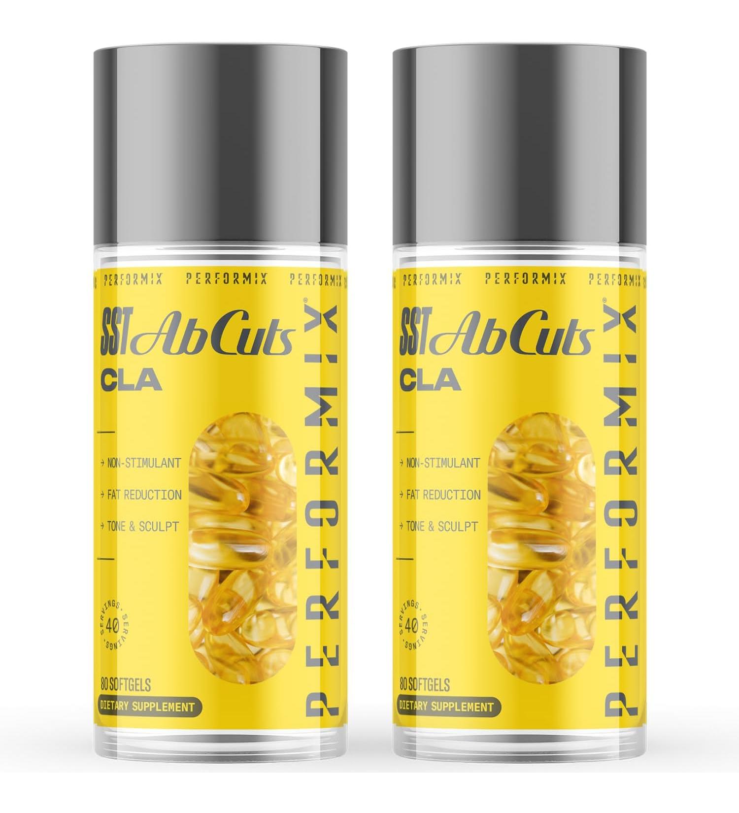 Performix SST Ab Cuts CLA Soft Gels for Men & Women - Non-Stimulant with CLA, Omega 3, Flaxseed Oil, Vitamin E - Easy-to-Swallow - 80 Soft Gels (2-Pack) - Buy Online on GoSupps.com