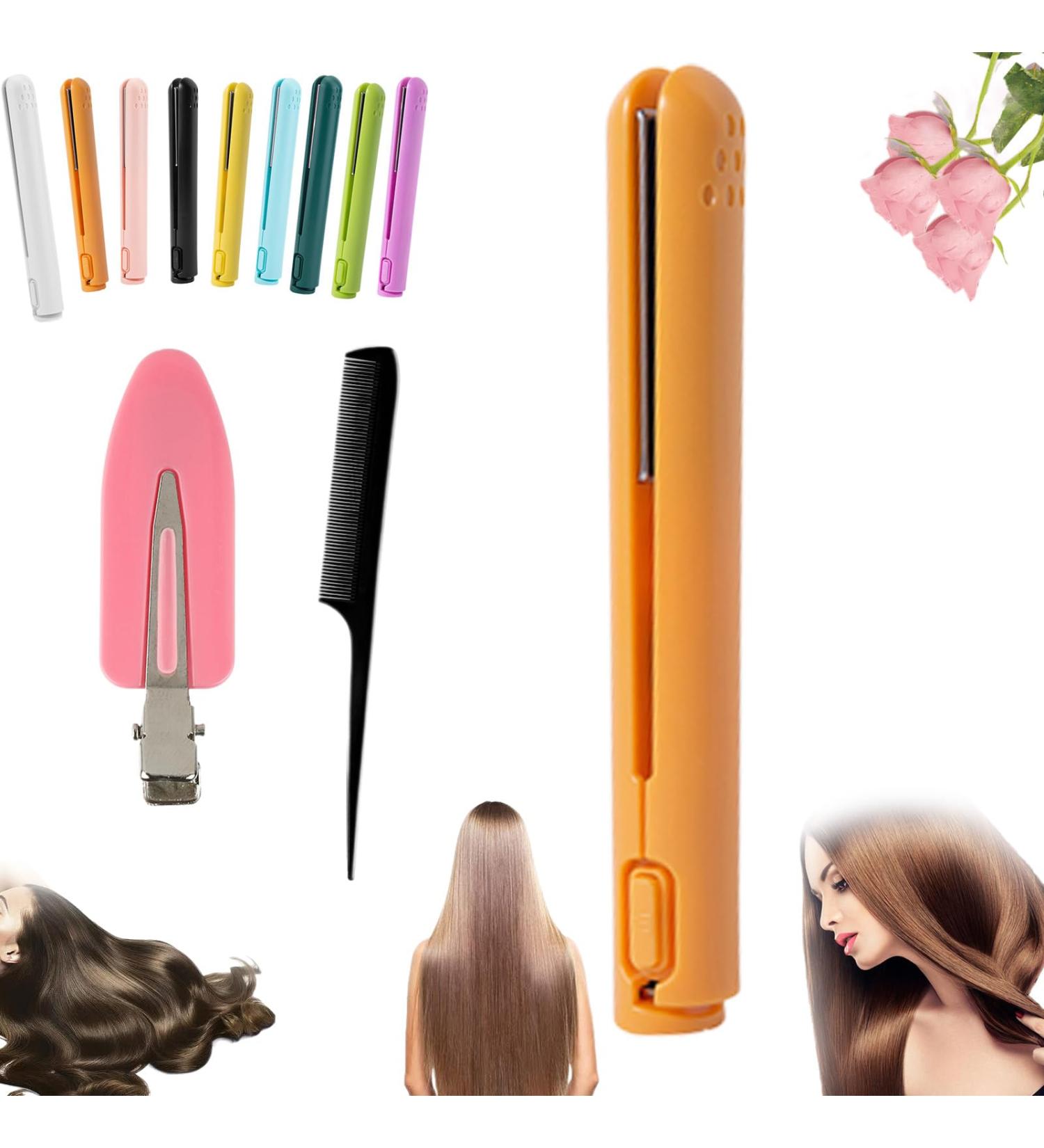 Mini Dual-Purpose Curling Iron Cordless 2 in 1 Mini Dual Purpose Curling Iron Cordless Mini Curling Iron for Short Hair Portable Travel Curling Wand for Women (Orange) - Buy Online on GoSupps.com