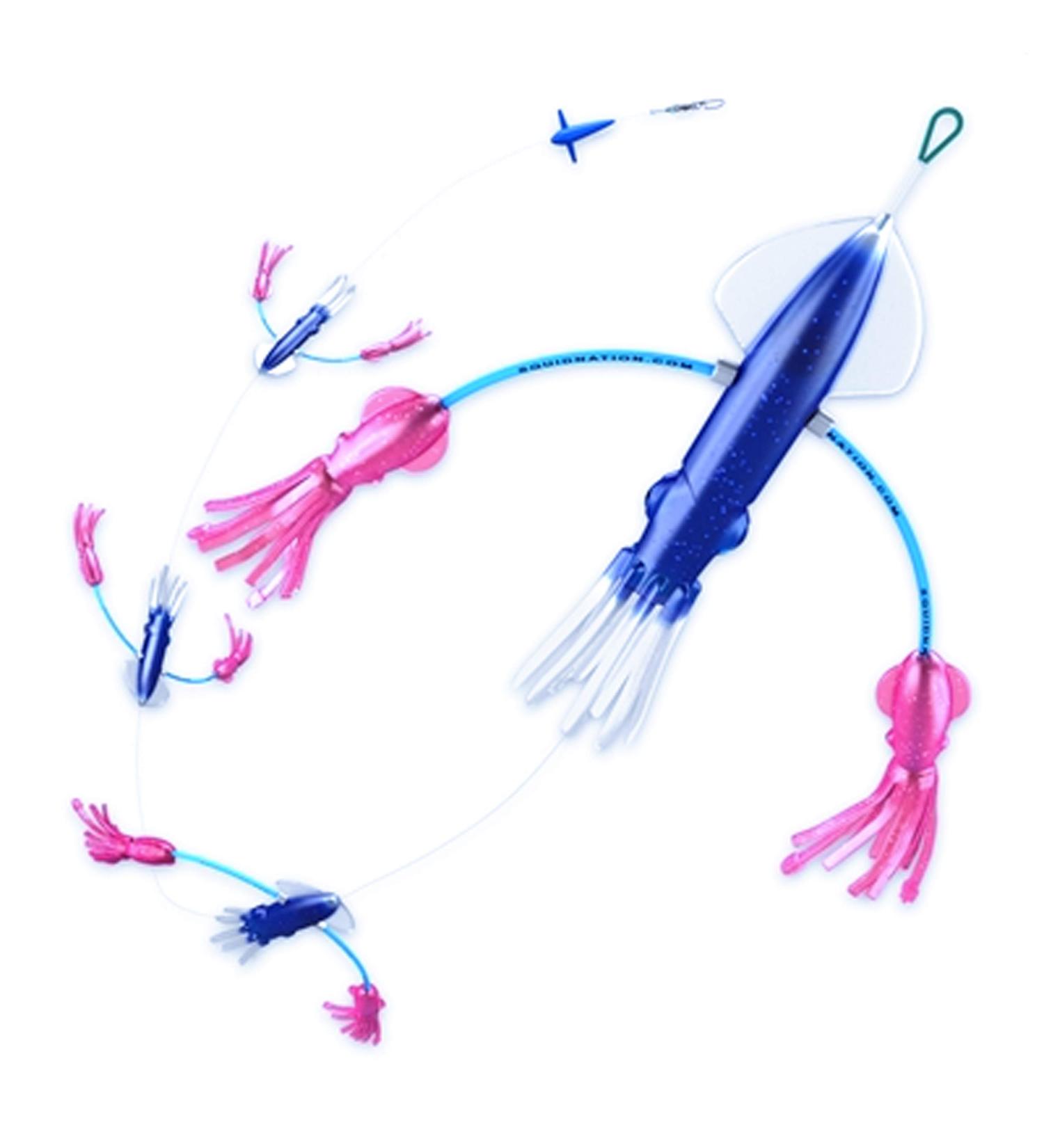 Flippy Floppy Thing Fishing Daisy Chain Tuna & Marlin Magnet Teaser Electric Blue & Pink by Squidnation