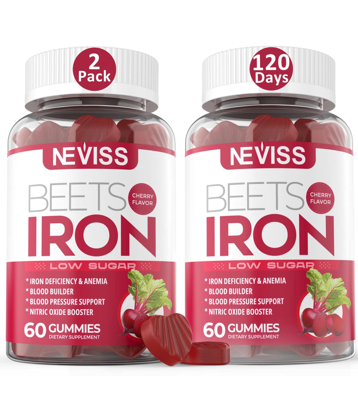 Iron Gummies 12.5mg with Beet Root Powder - Vegan, Non-GMO, High Absorption Iron Supplement for Blood Health & Energy Support - Buy Online on GoSupps.com