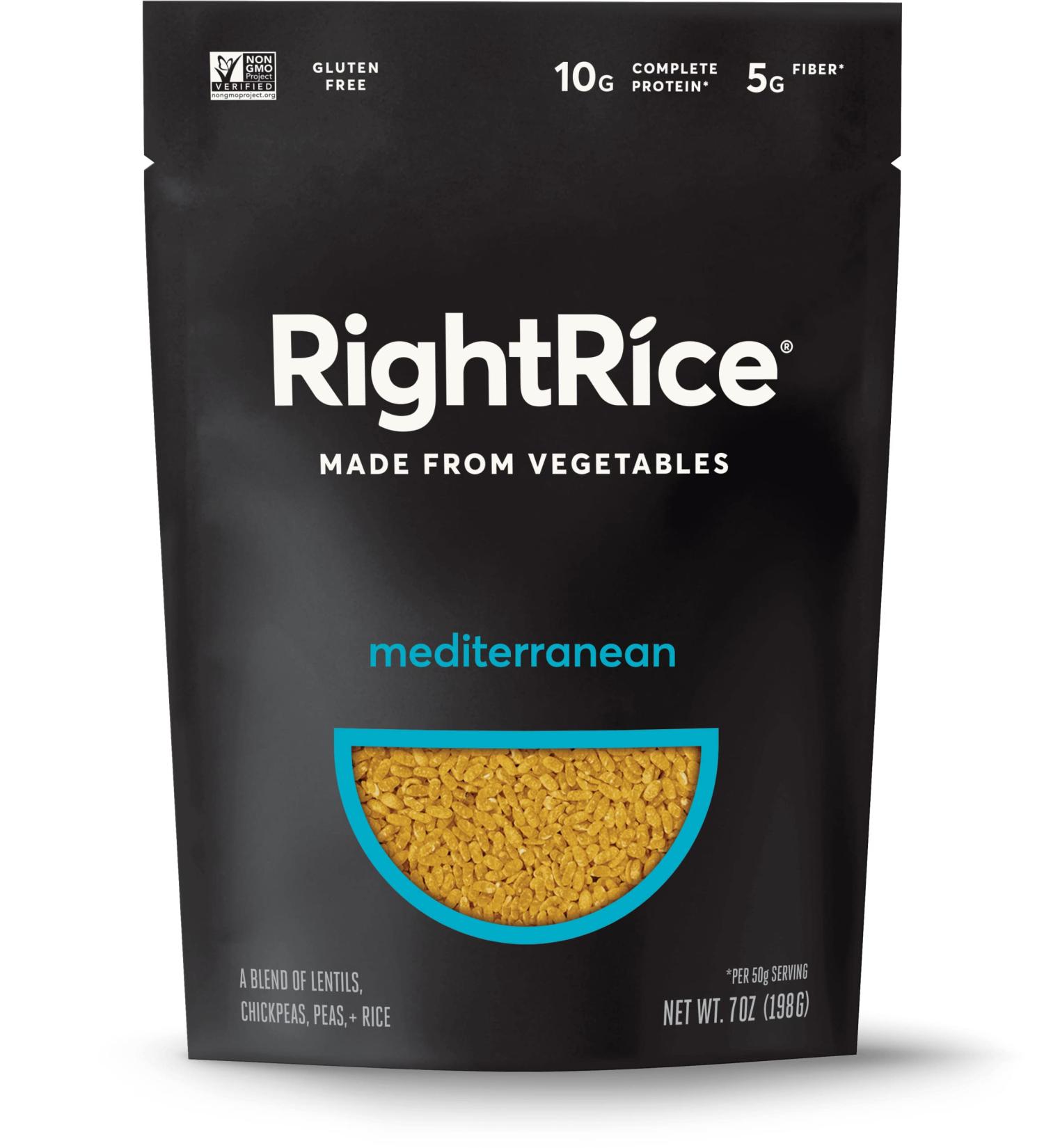 RightRice - Mediterranean Vegetable Rice (7oz. Pack of 1) - Made from Vegetables - High Protein, Vegan, Non-GMO, Gluten Free