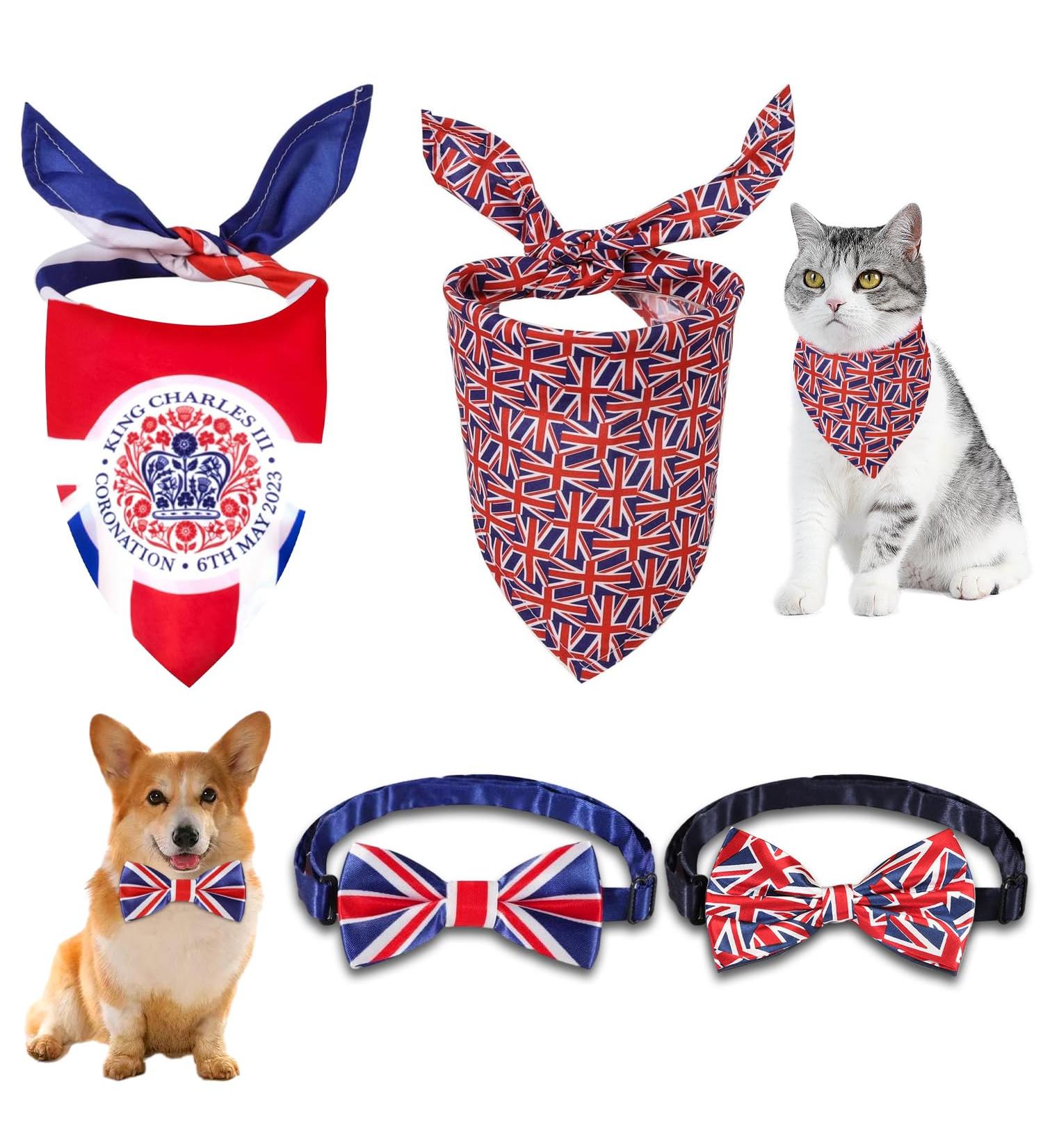 Dog Bandanas 2 Pcs Union Jack Bandana For Dog 2 Pcs Dogs Collar Bow Ties Pet Dog Kerchief Adjustable Strap Bandana For Dogs For Small Medium Large Girl Or Boy Dogs Cats Puppy Decoration Supply - Buy Online on GoSupps.com