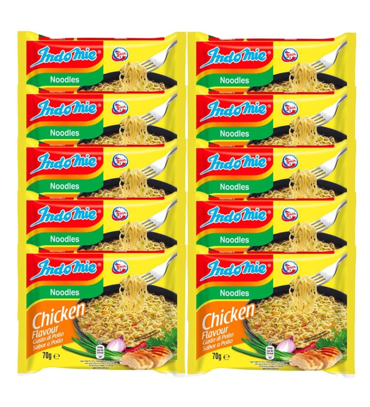 IndoMie Chicken Flavour Instant Noodles Soup (Pack of 10) HALAL